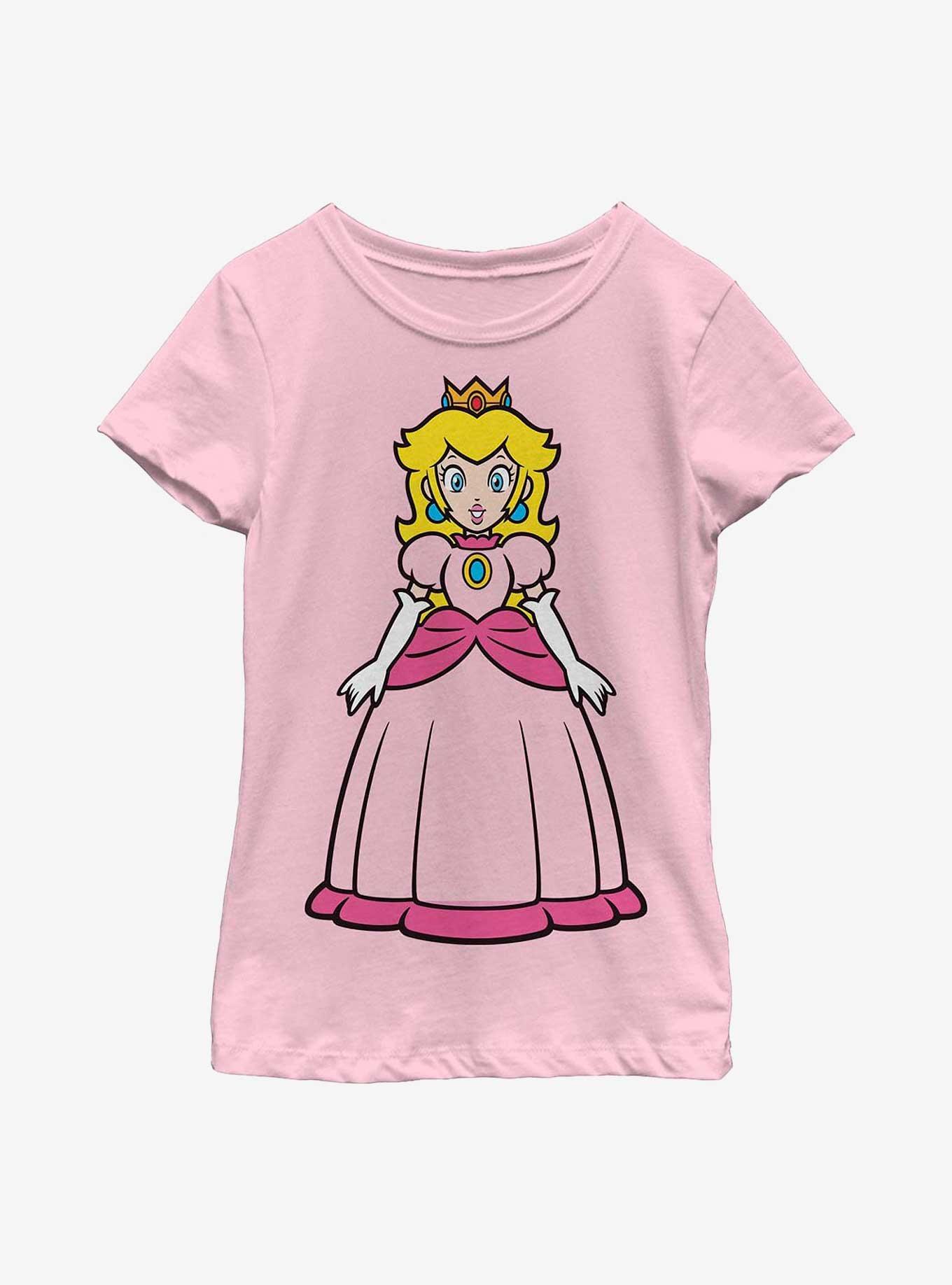 Nintendo Super Mario Princess Peach Portrait Youth Girls T-Shirt, PINK, hi-res