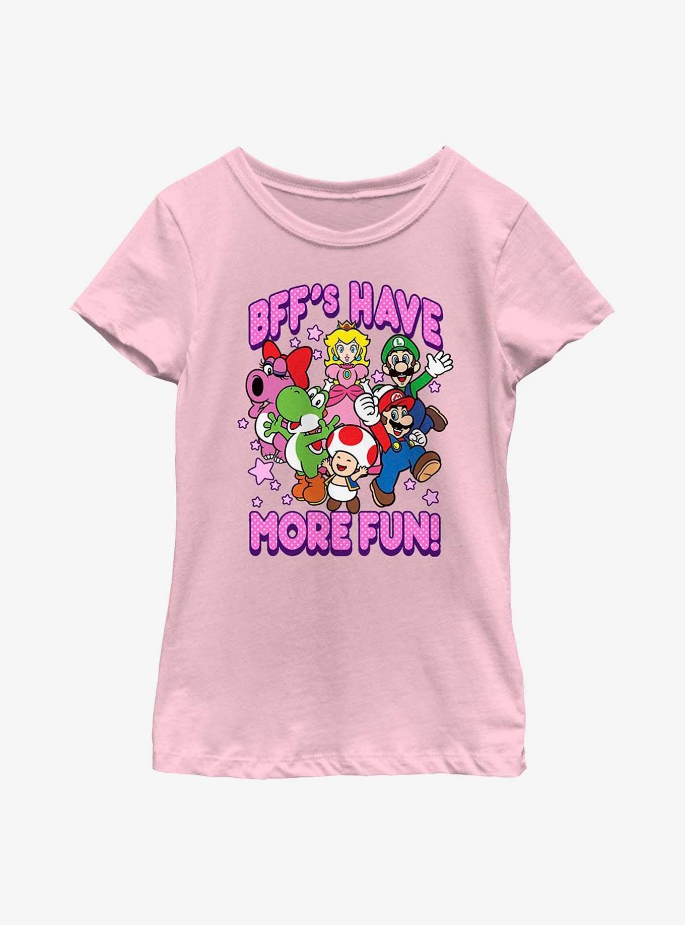 Nintendo Super Mario BFF'S Have More Fun Youth Girls T-Shirt, PINK, hi-res