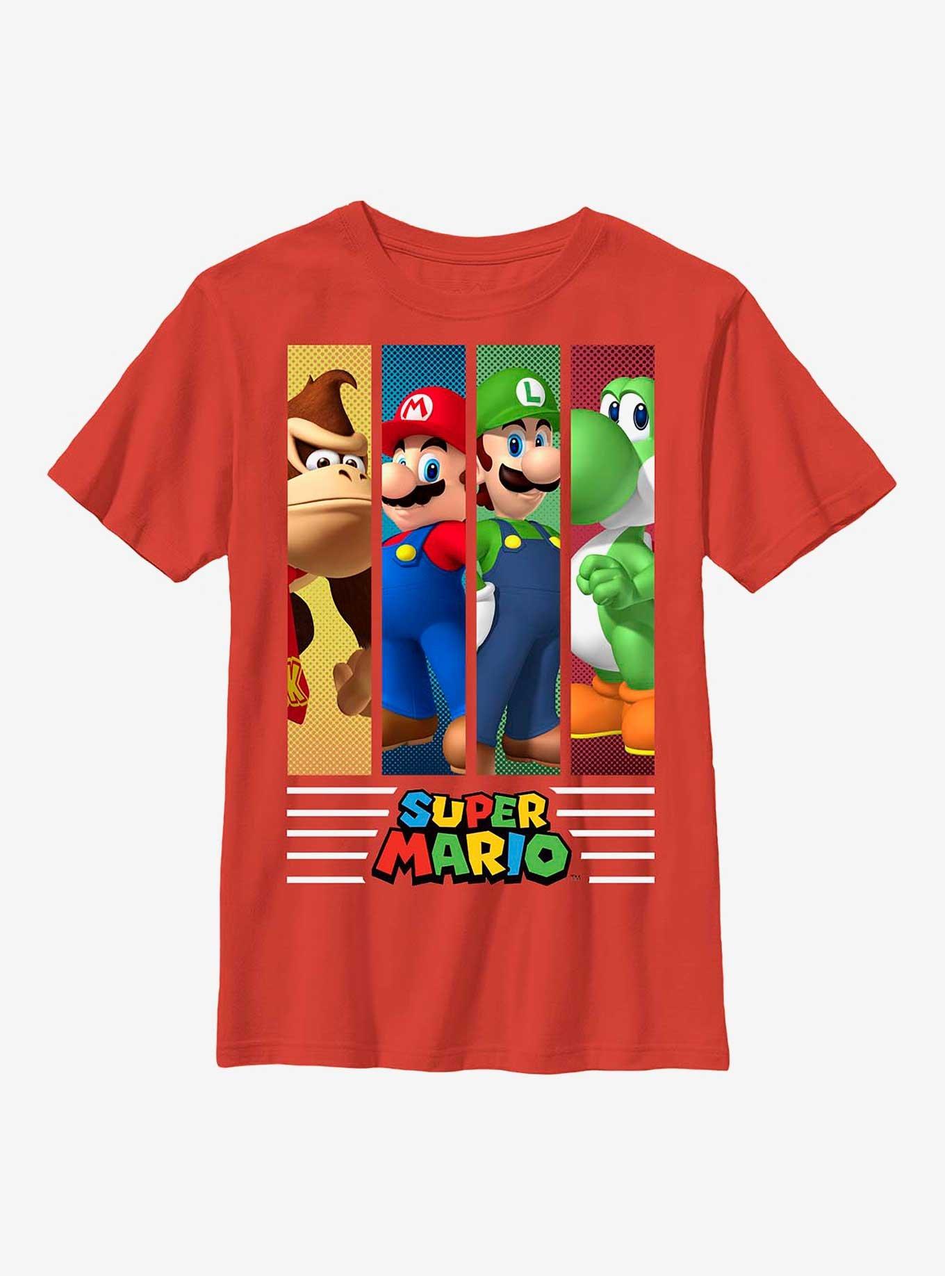 Nintendo Super Mario Panel Character Stance Youth T-Shirt, RED, hi-res