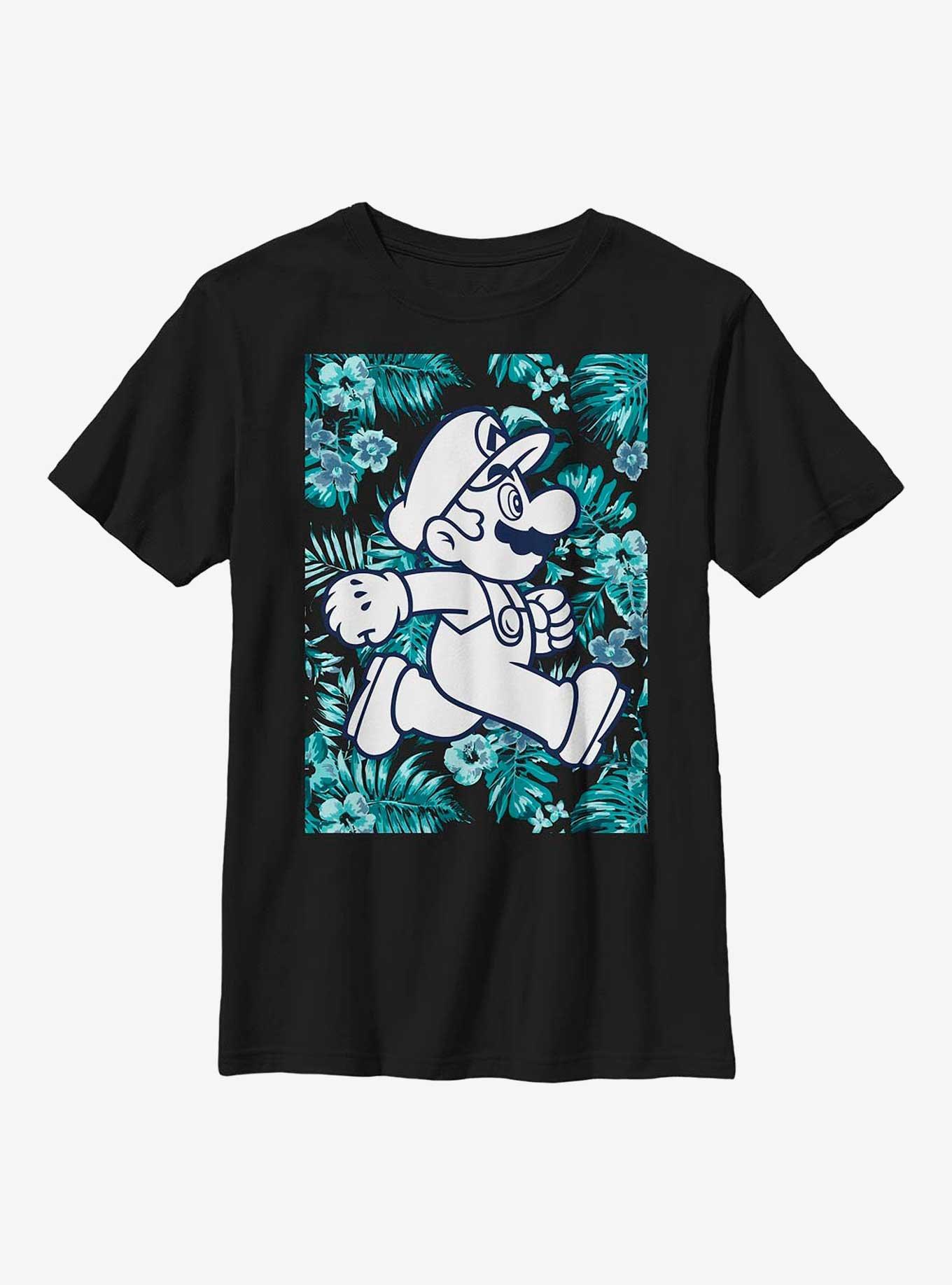 Nintendo Super Mario Flower Run Mario Youth T-Shirt, BLACK, hi-res