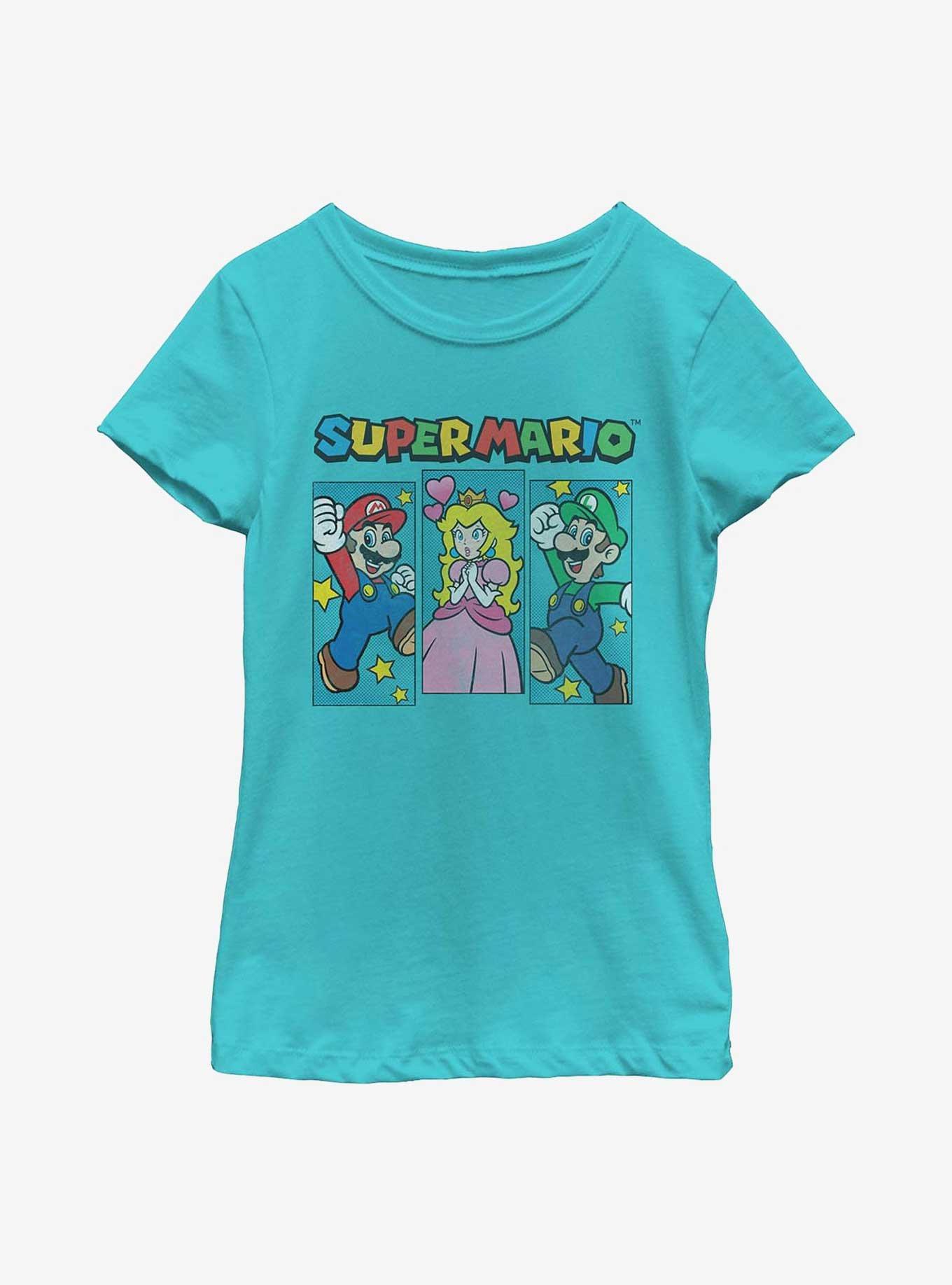 Nintendo Super Mario Triple Power Youth Girls T-Shirt, TAHI BLUE, hi-res