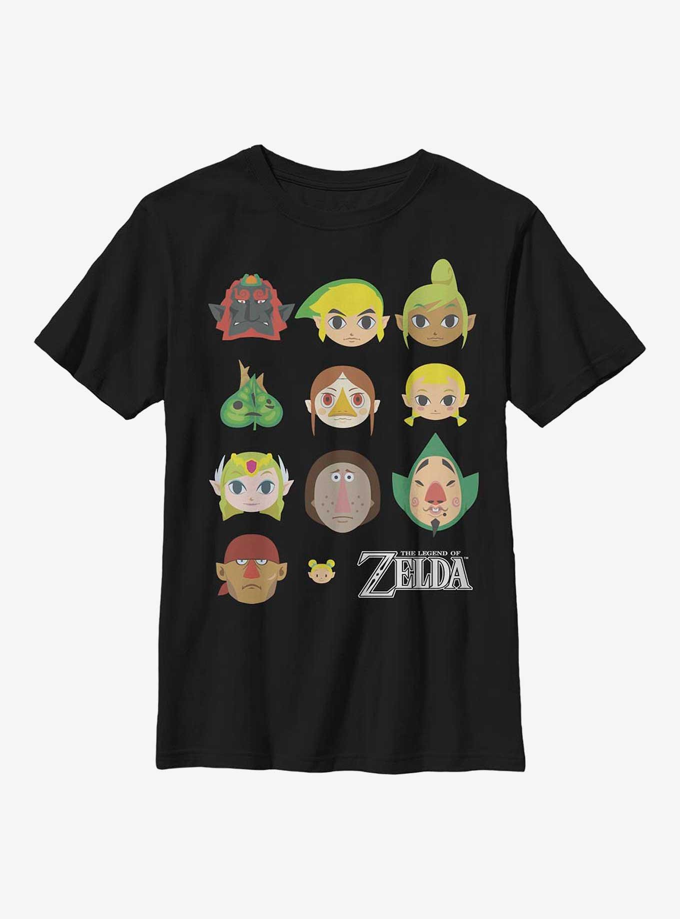 The Legend of Zelda Character Head Icons Youth T-Shirt, BLACK, hi-res