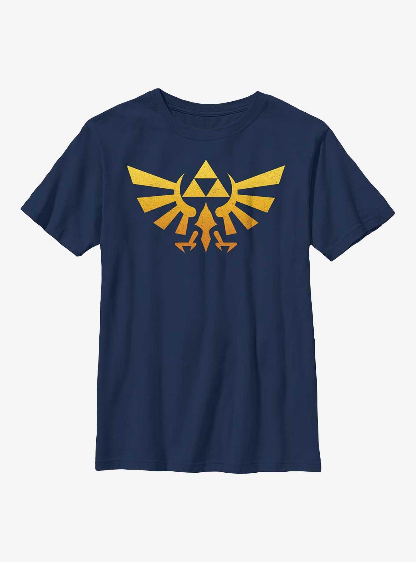 The Legend of Zelda Gradient Triforce Logo Youth T-Shirt, NAVY, hi-res