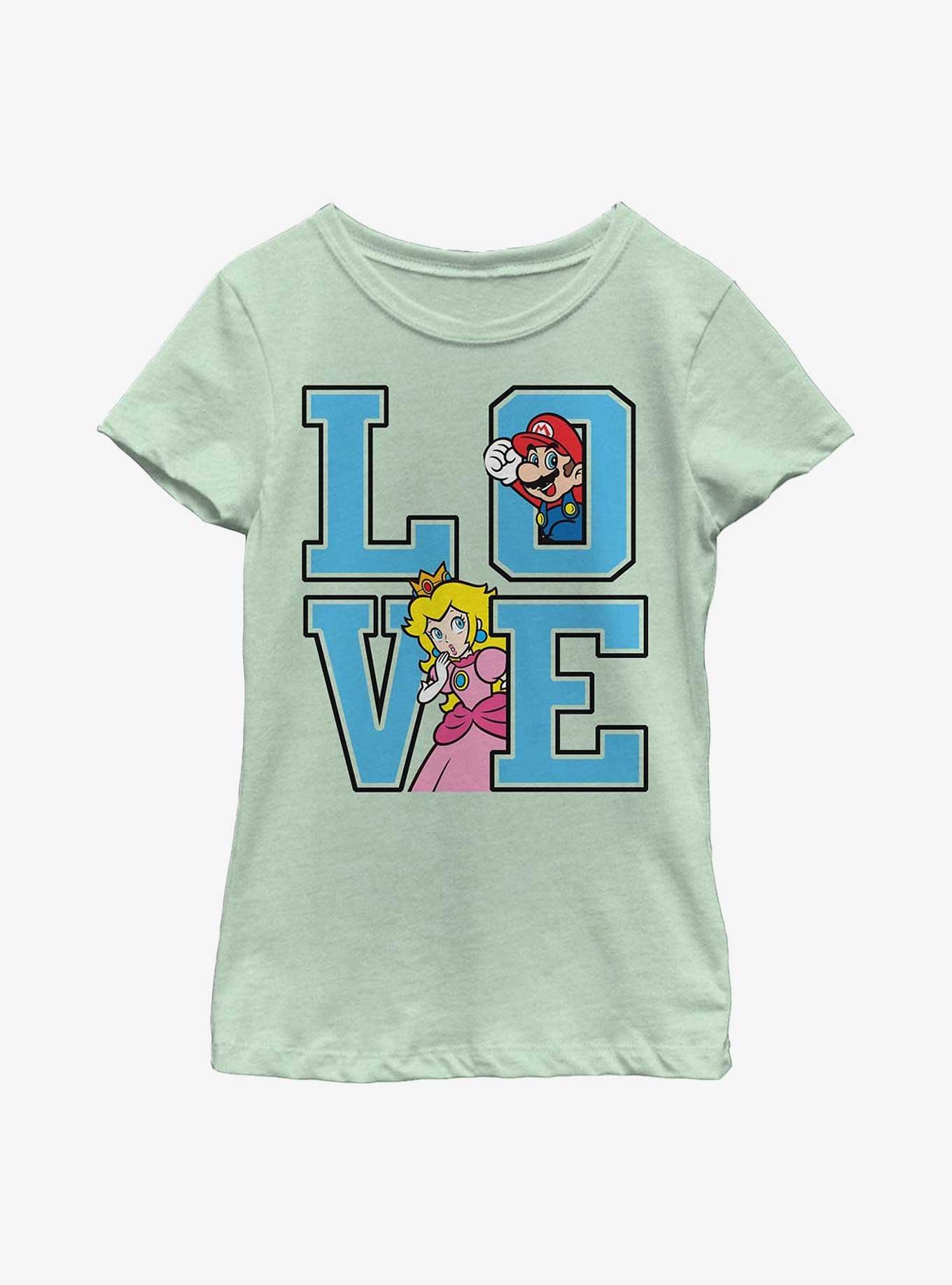 Nintendo Super Mario Love Collegiate Font Youth Girls T-Shirt, , hi-res