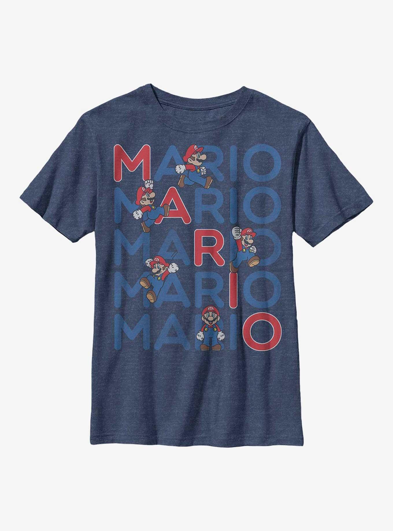 Nintendo Super Mario Levels Up Youth T-Shirt, NAVY HTR, hi-res