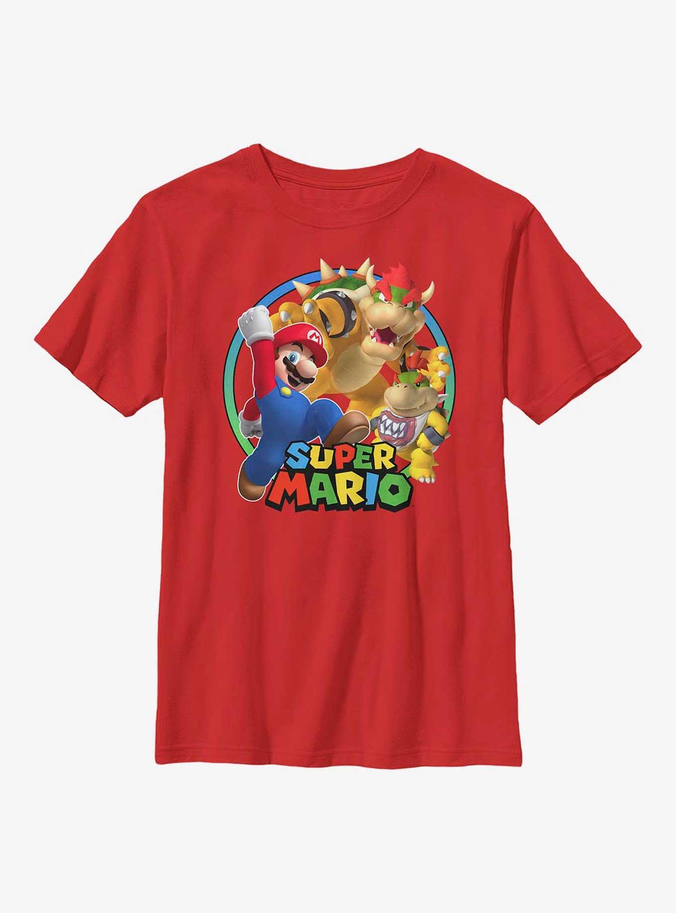 Nintendo Super Mario Leaps And Bounds Youth T-Shirt, RED, hi-res