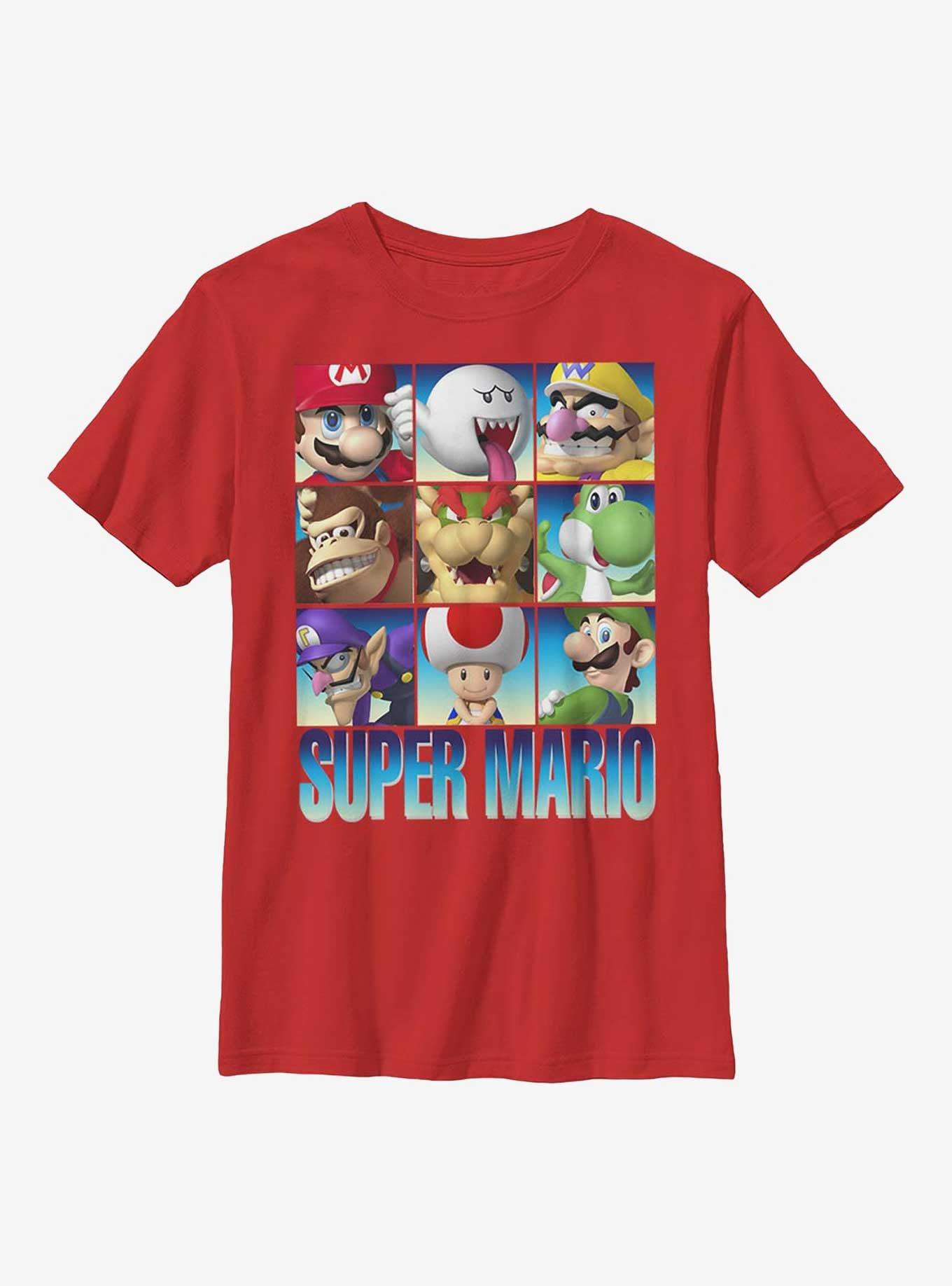 Nintendo Super Mario Grid Squad Youth T-Shirt, RED, hi-res