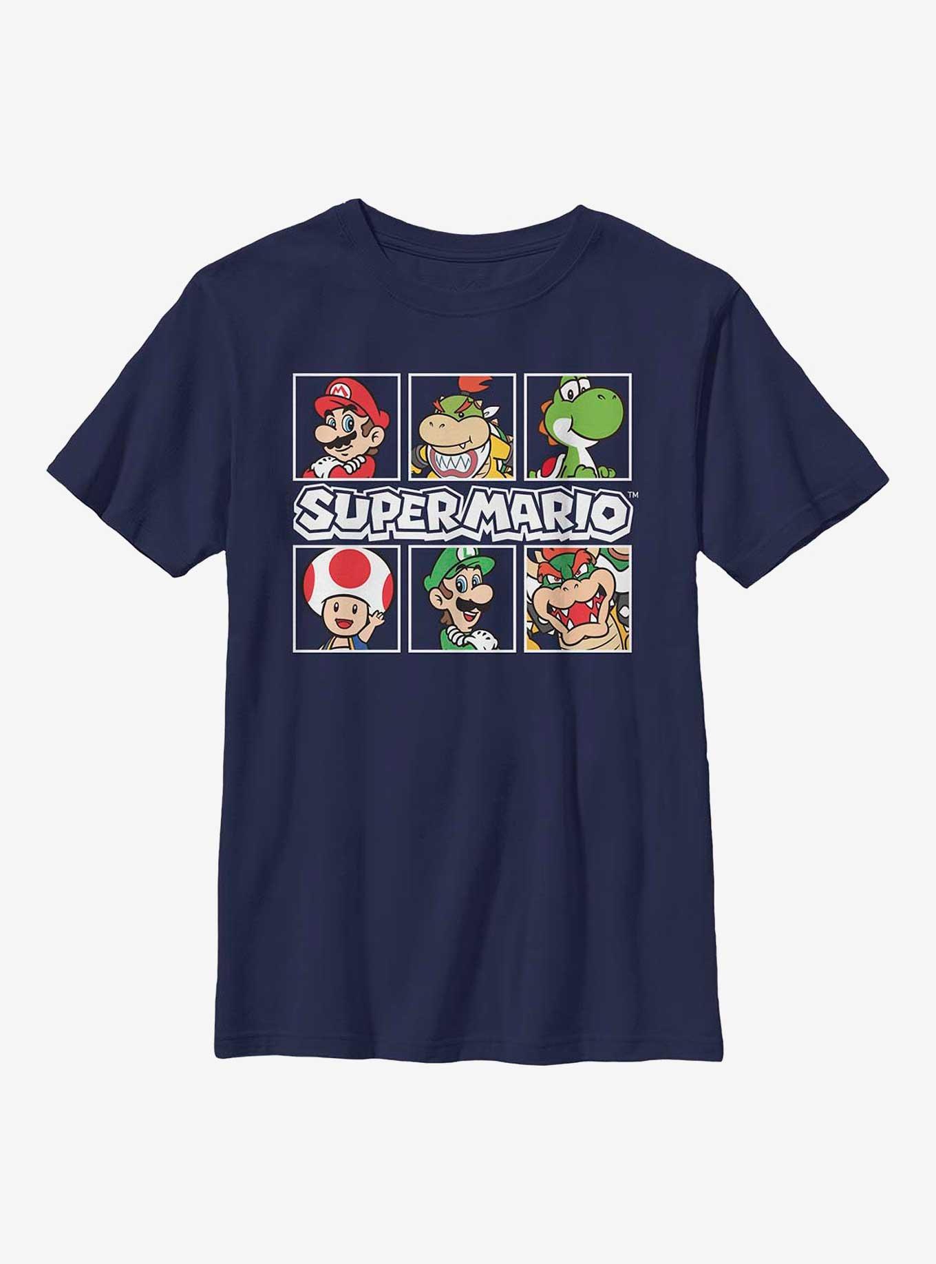 Nintendo Super Mario Character Blocks Youth T-Shirt, NAVY, hi-res