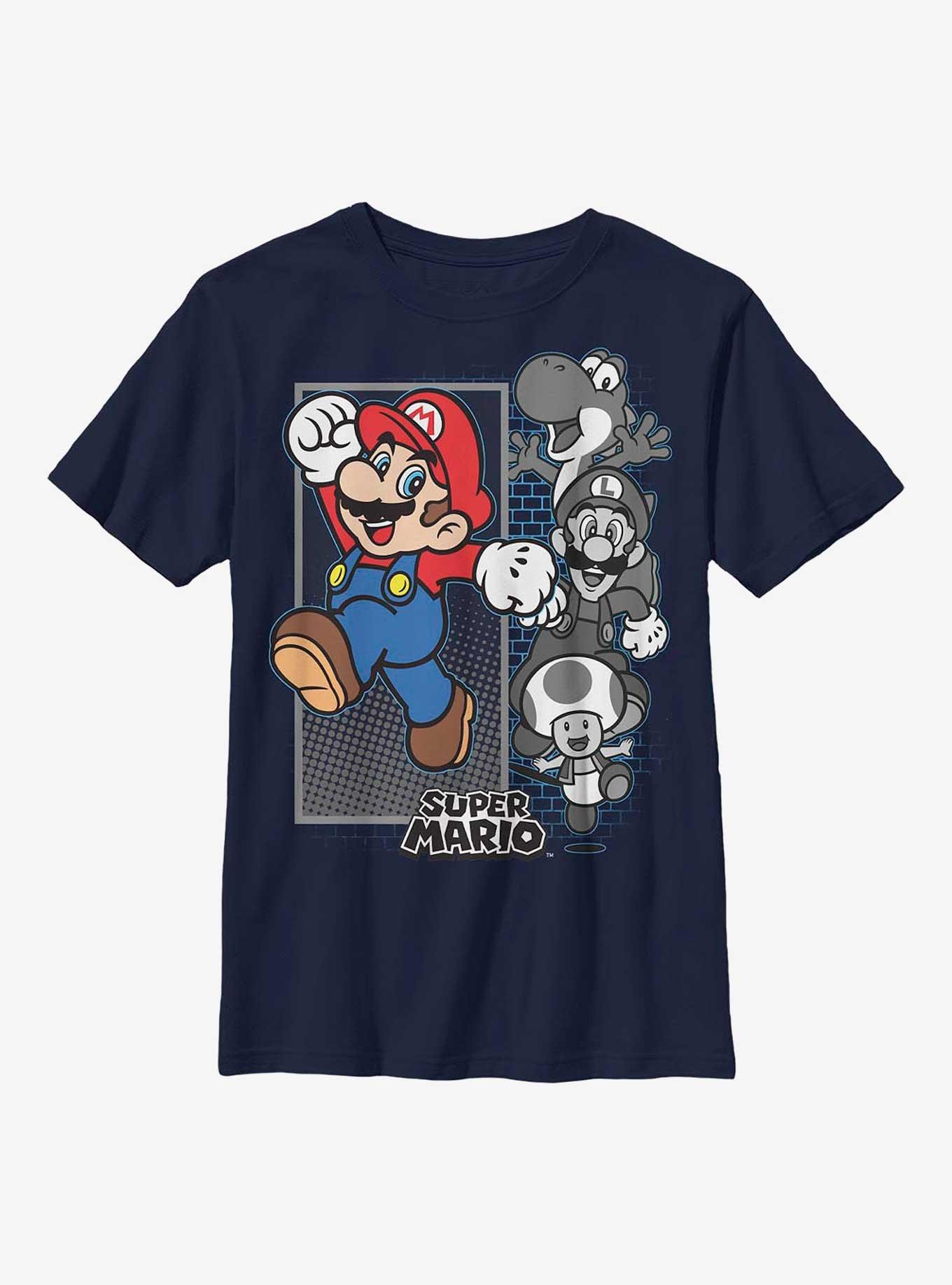 Nintendo Super Mario Color Pop Gamers Youth T-Shirt, NAVY, hi-res