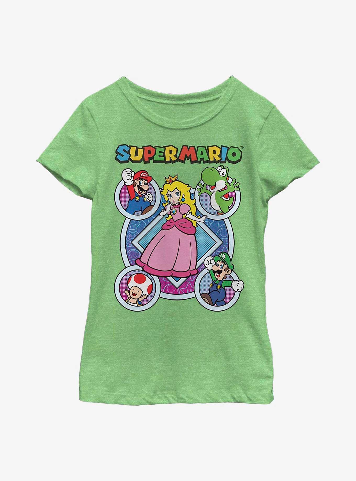 Nintendo Super Mario Circular Trio Icons Youth Girls T-Shirt, , hi-res