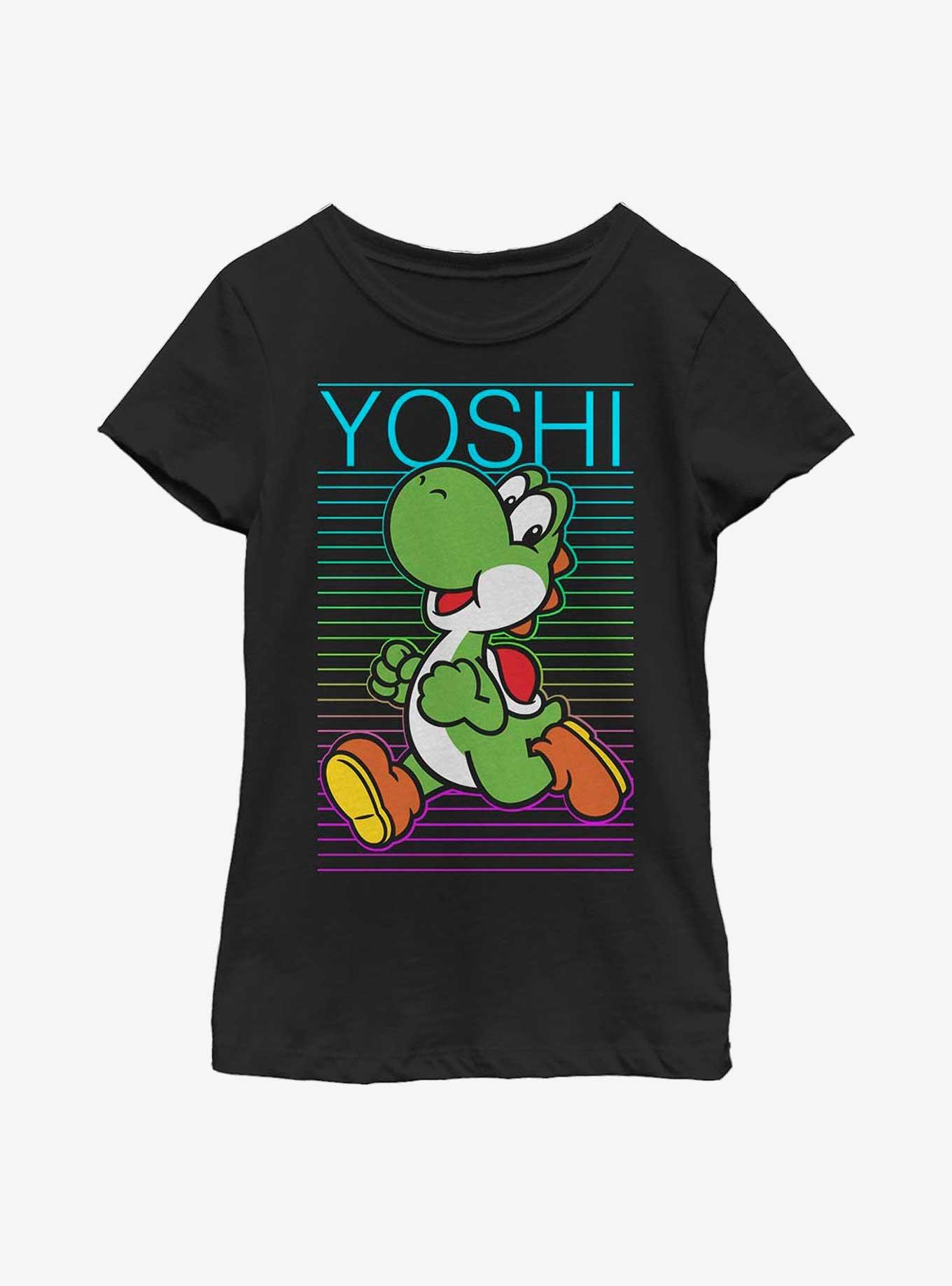 Nintendo Super Mario Yoshi Linear Path Youth Girls T-Shirt, BLACK, hi-res