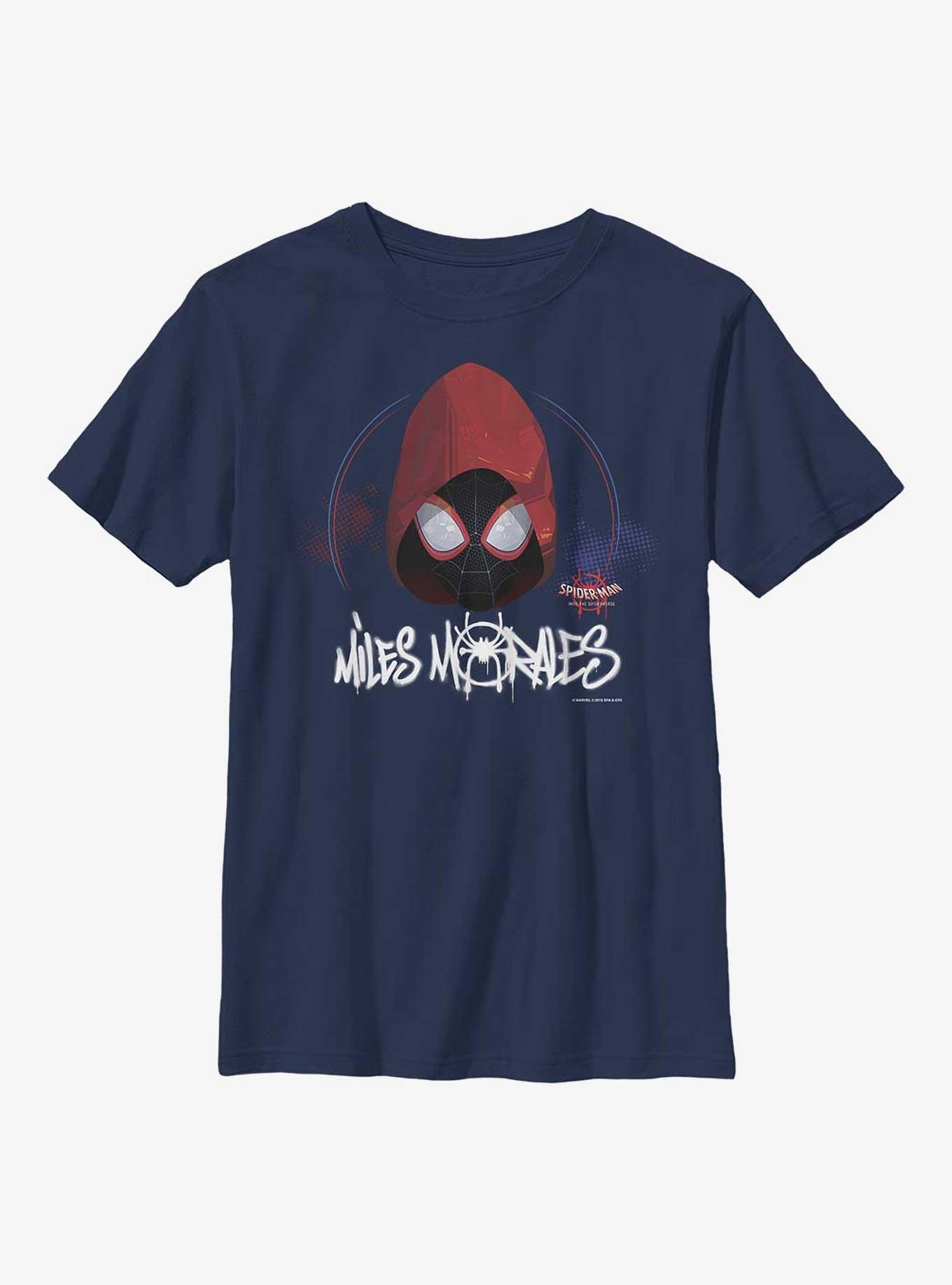 Marvel Spider-Man: Into the Spider-Verse Hooded Miles Youth T-Shirt, NAVY, hi-res