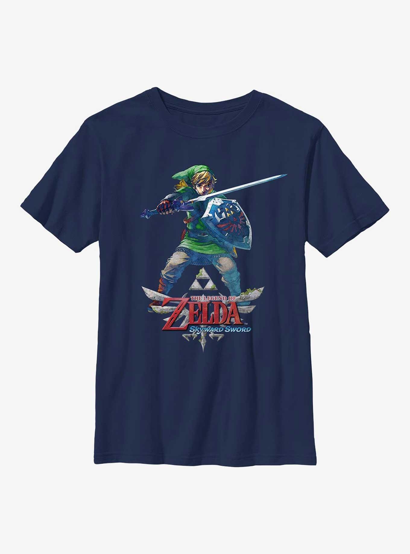 The Legend of Zelda Skyward Sword Link Youth T-Shirt, NAVY, hi-res