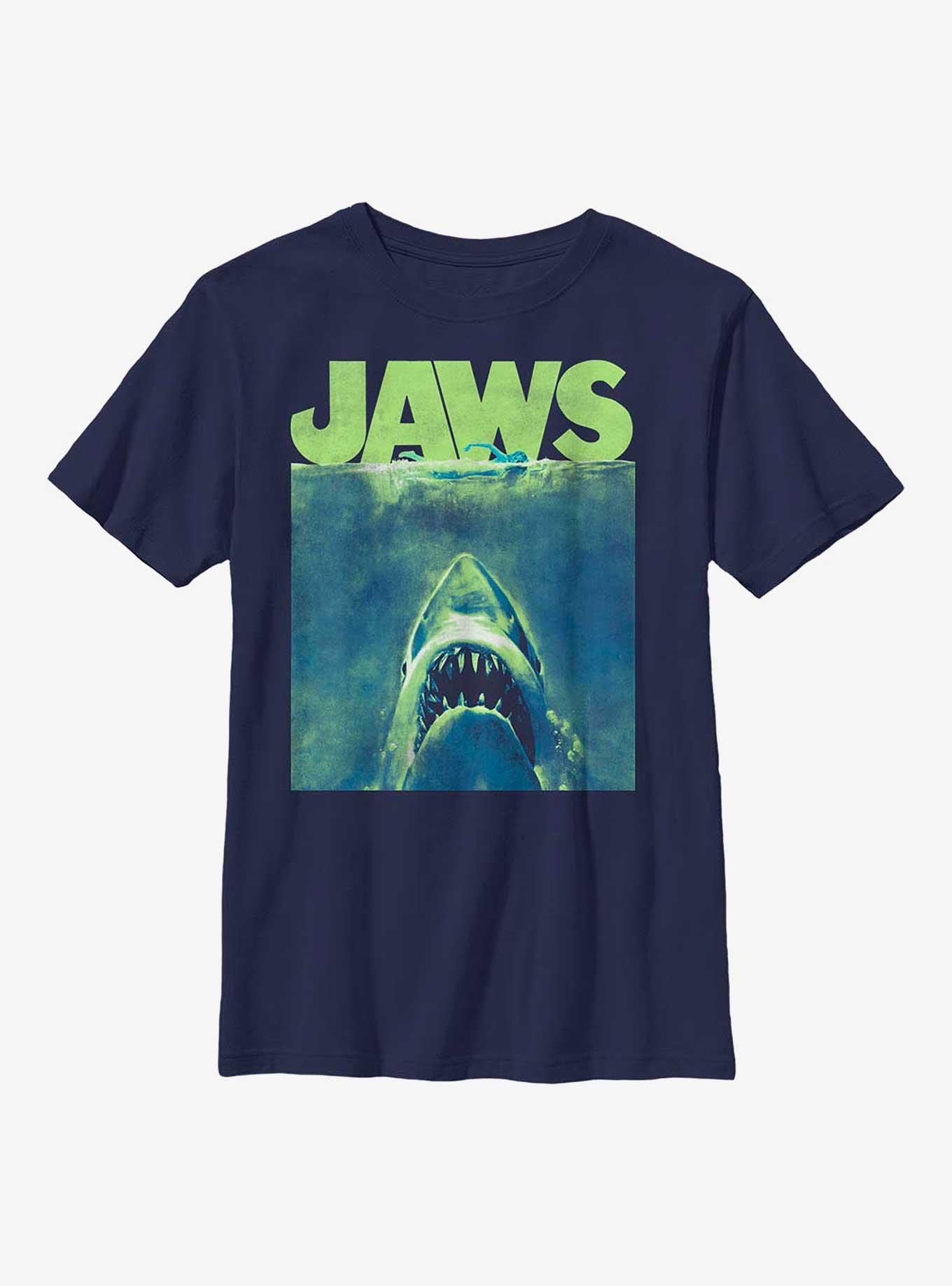 Jaws Poster Style Youth T-Shirt, NAVY, hi-res