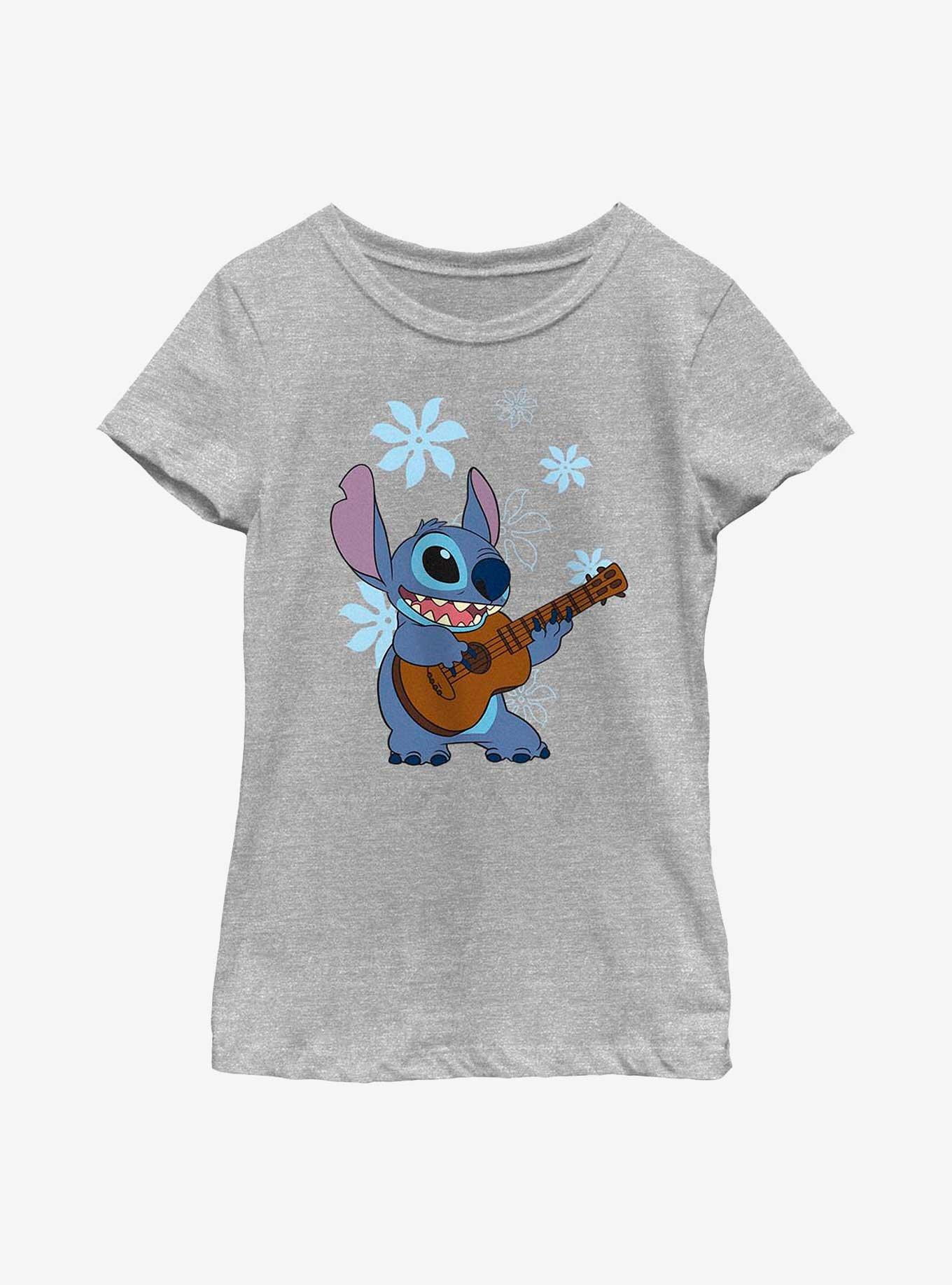 Disney Lilo And Stitch Flowers Youth Girls T-Shirt, ATH HTR, hi-res