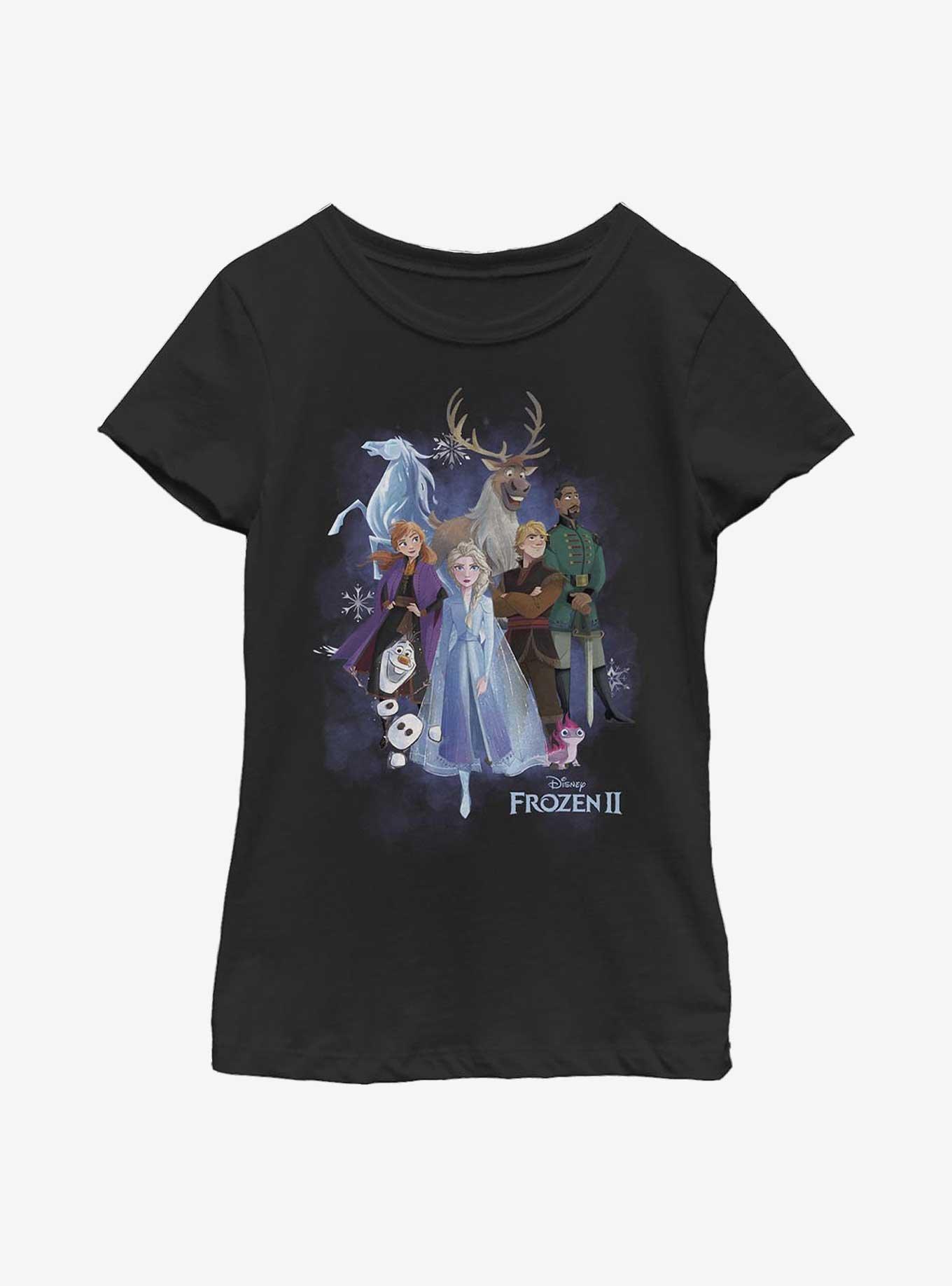 Disney Frozen 2 Group Cloud Youth Girls T-Shirt, BLACK, hi-res