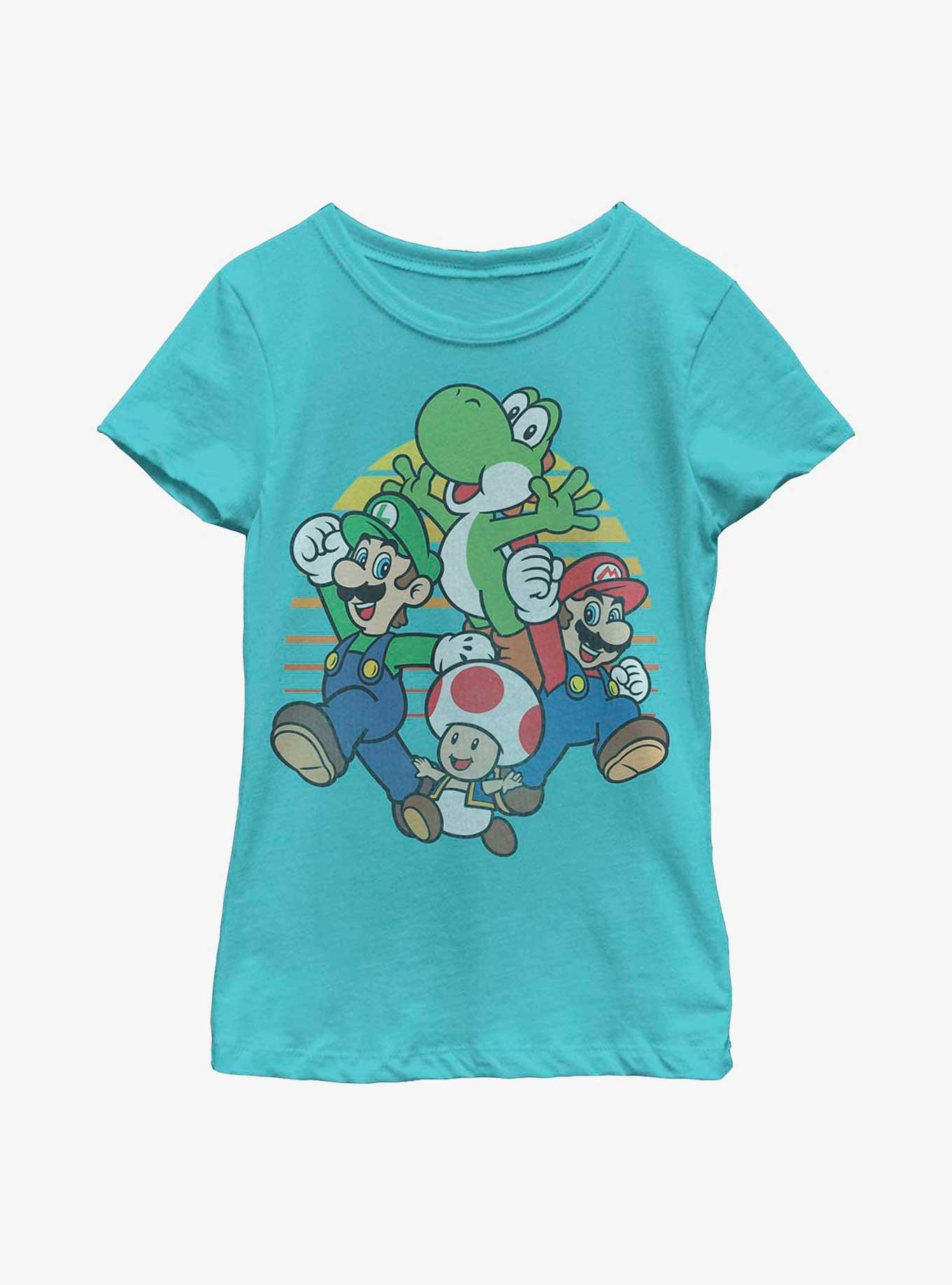 Nintendo Super Mario Group On The Go Youth Girls T-Shirt, TAHI BLUE, hi-res