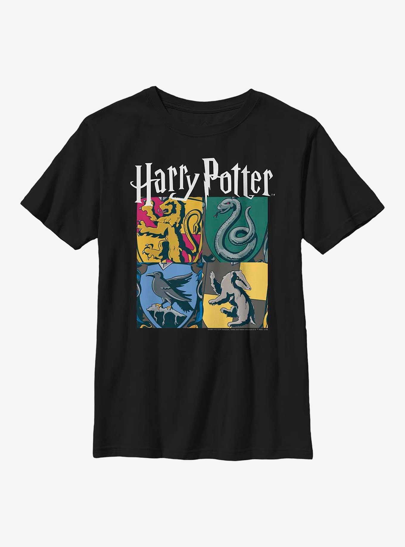 Harry Potter Houses Grid Youth T-Shirt, BLACK, hi-res