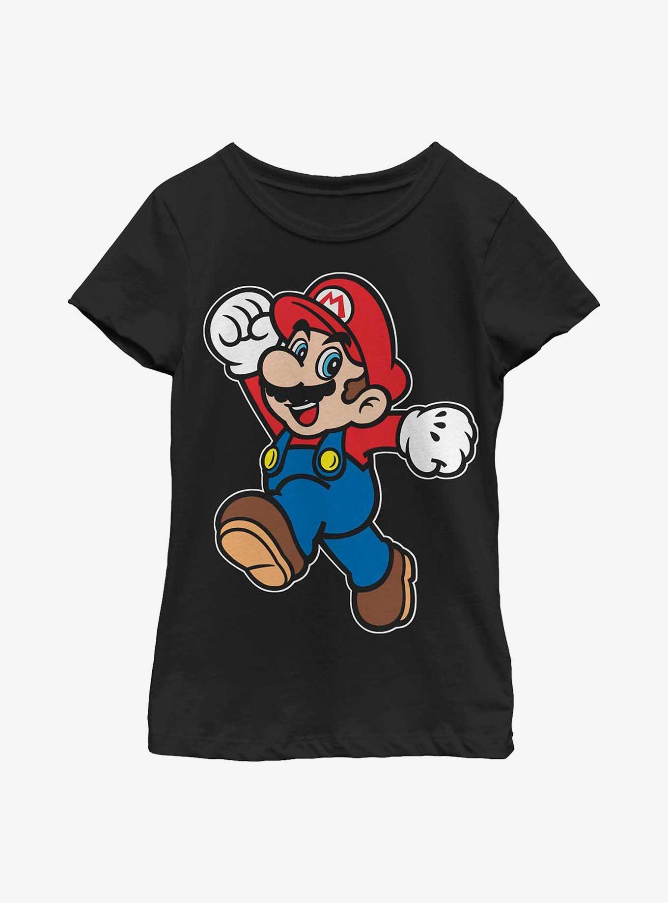 Nintendo Super Mario Runninng Mario Youth Girls T-Shirt, BLACK, hi-res