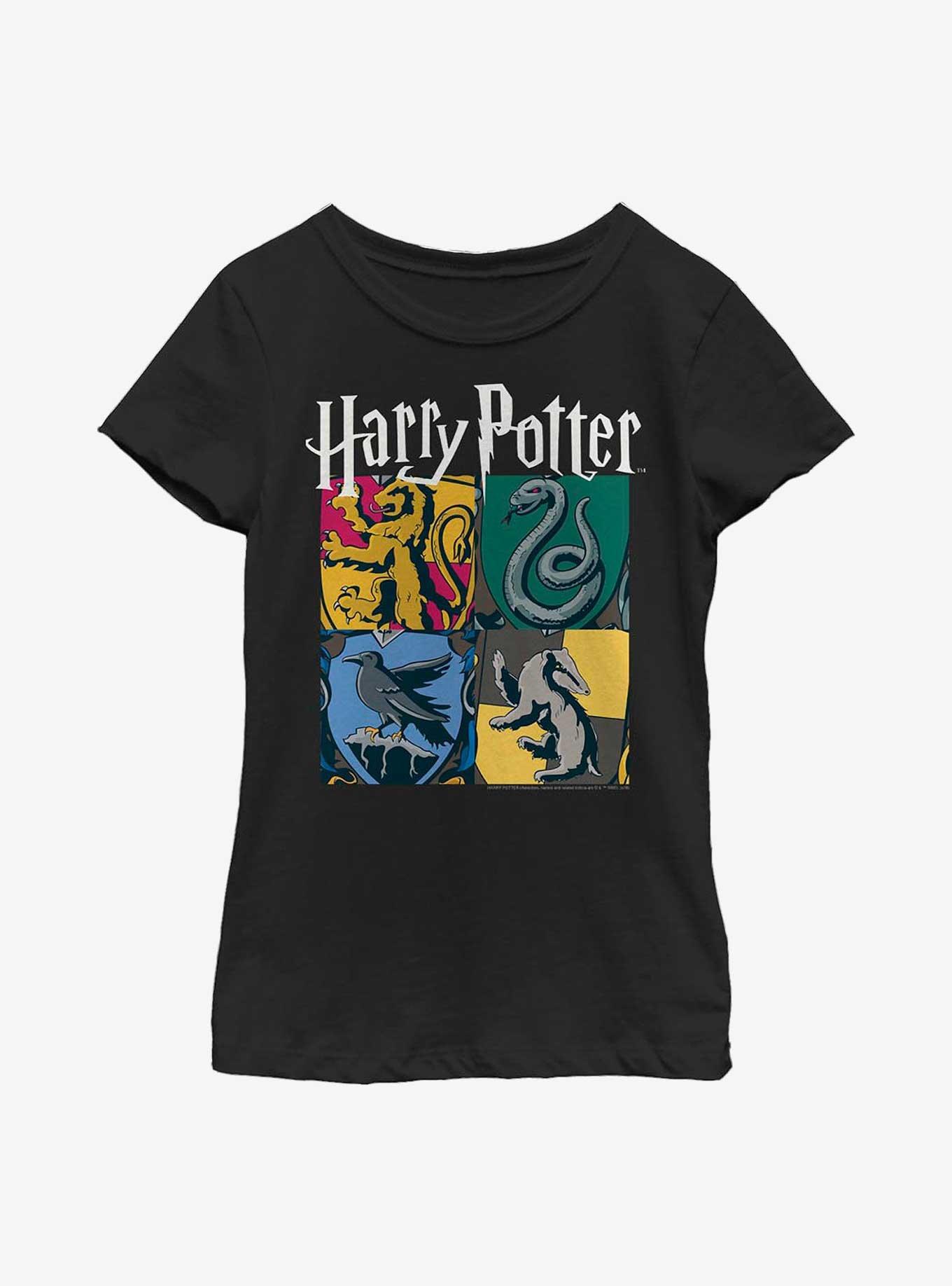 Harry Potter Houses Grid Youth Girls T-Shirt, BLACK, hi-res