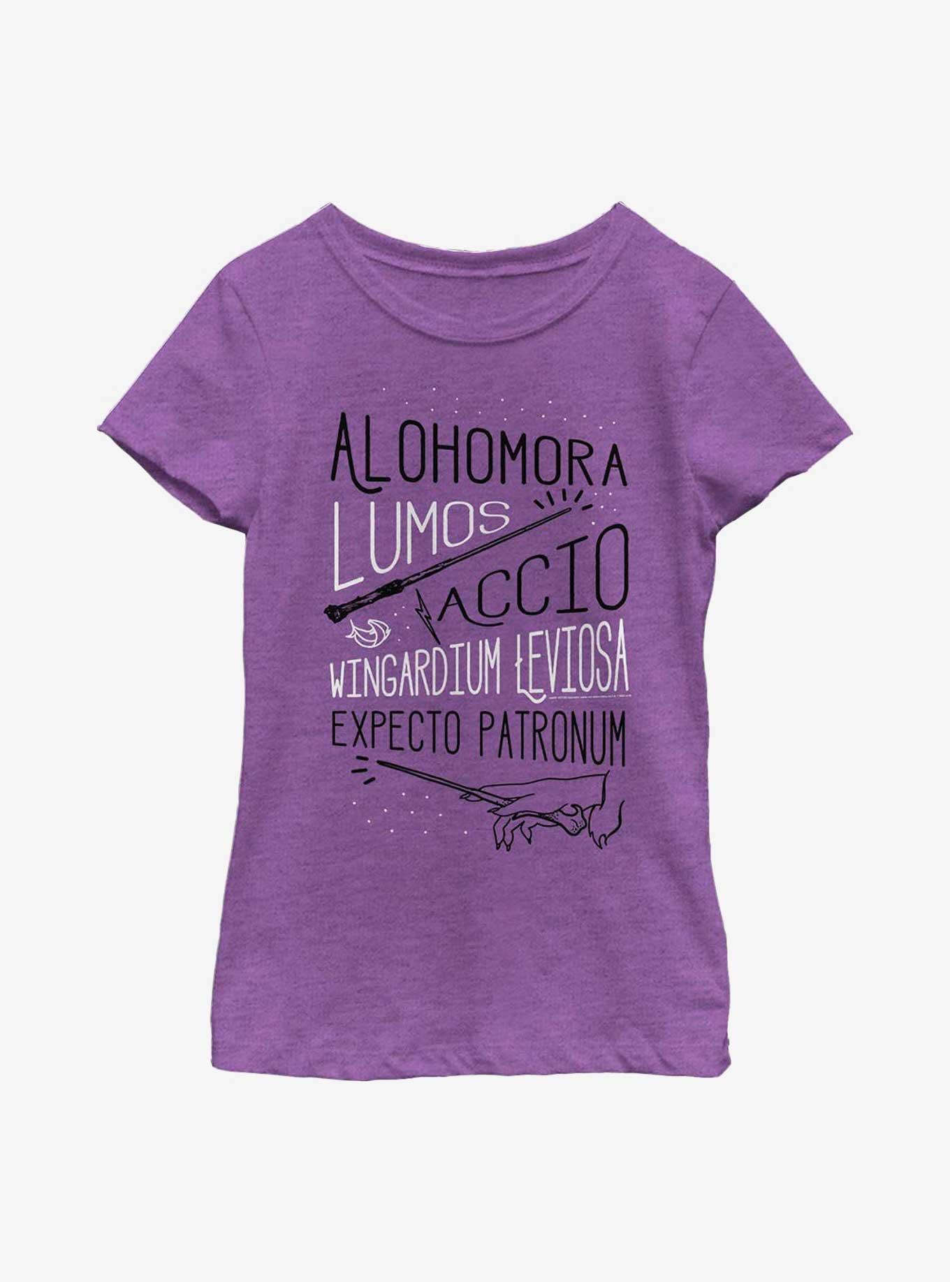 Harry Potter Spell Stack Youth Girls T-Shirt, PURPLE BERRY, hi-res