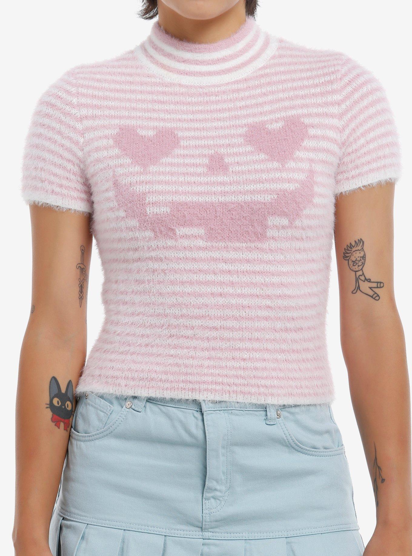 Sweet Society Pink Pumpkin Stripe Girls Sweater Top, , hi-res