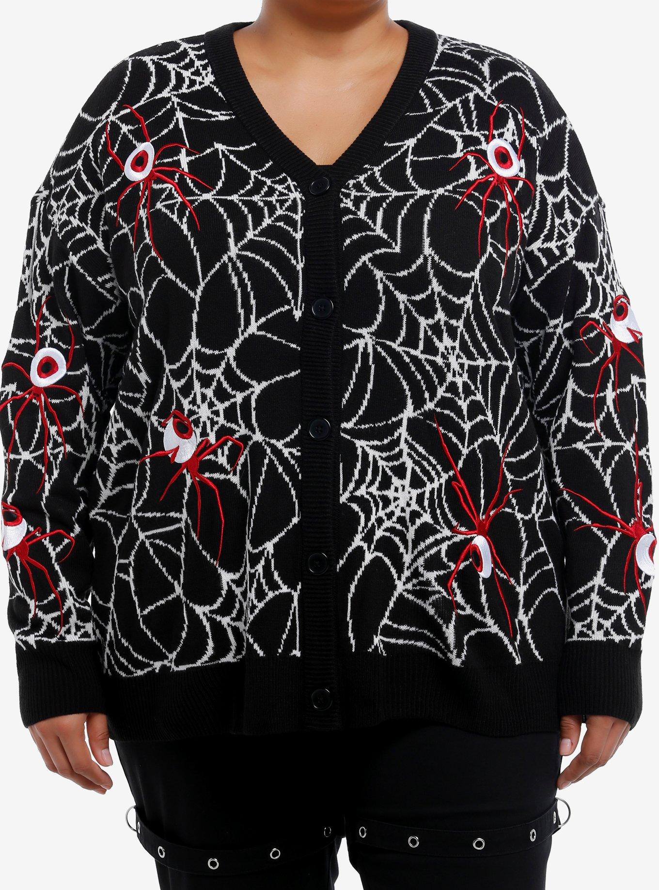 Social Collision Spiderweb Eyeball Girls Cardigan Plus Size, , hi-res