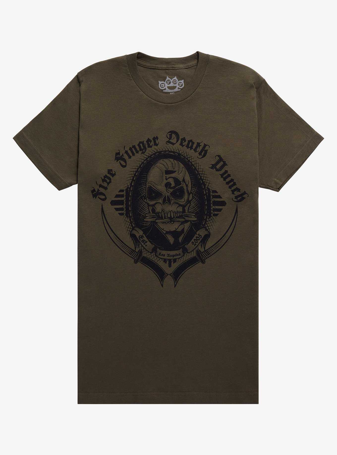 Five Finger Death Punch Skull Crest Boyfriend Fit Girls T-Shirt, , hi-res