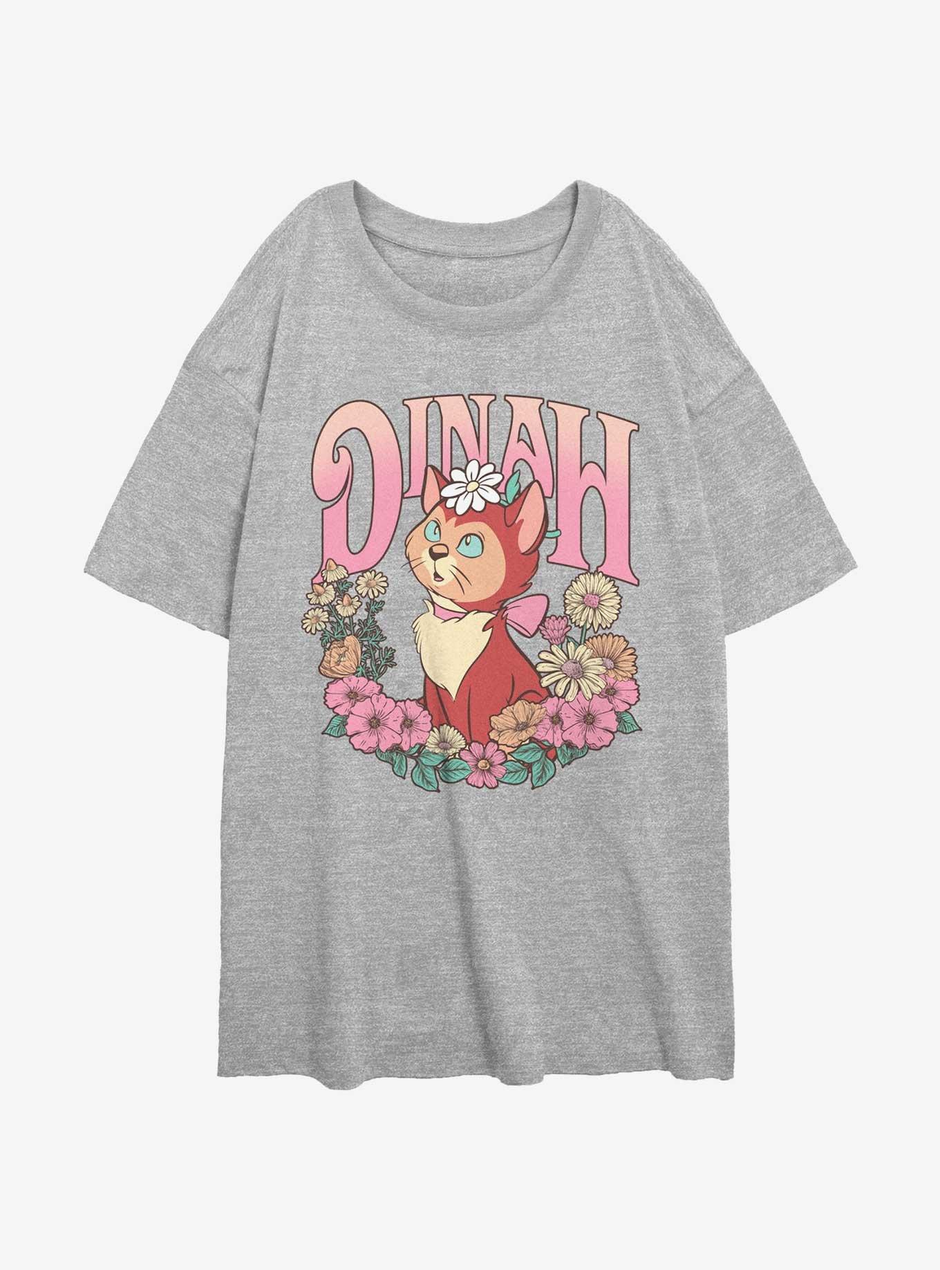 Disney Alice In Wonderland Dinah Floral Wreath Girls Oversized T-Shirt, , hi-res