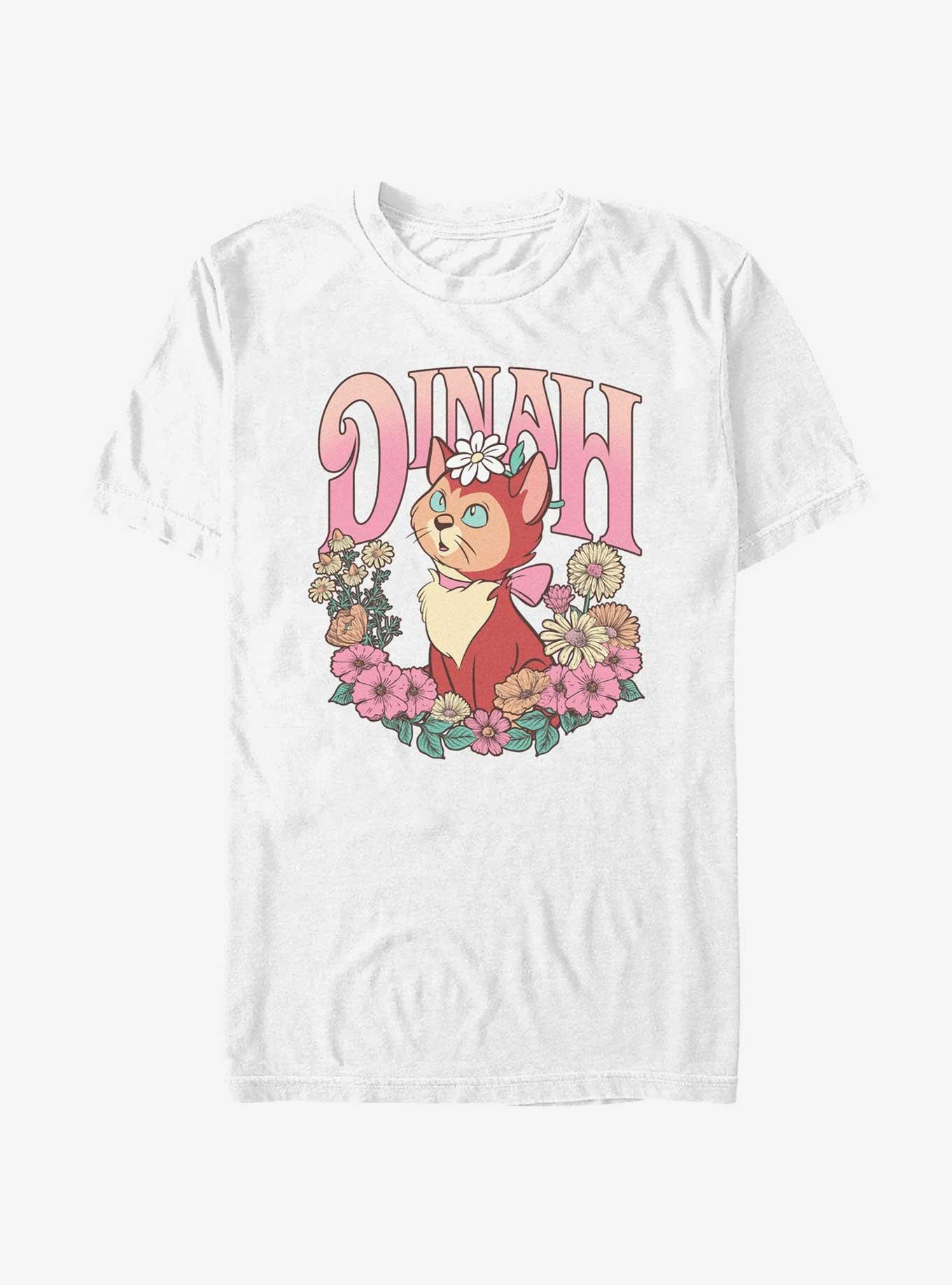 Disney Alice In Wonderland Dinah Floral Wreath T-Shirt, WHITE, hi-res