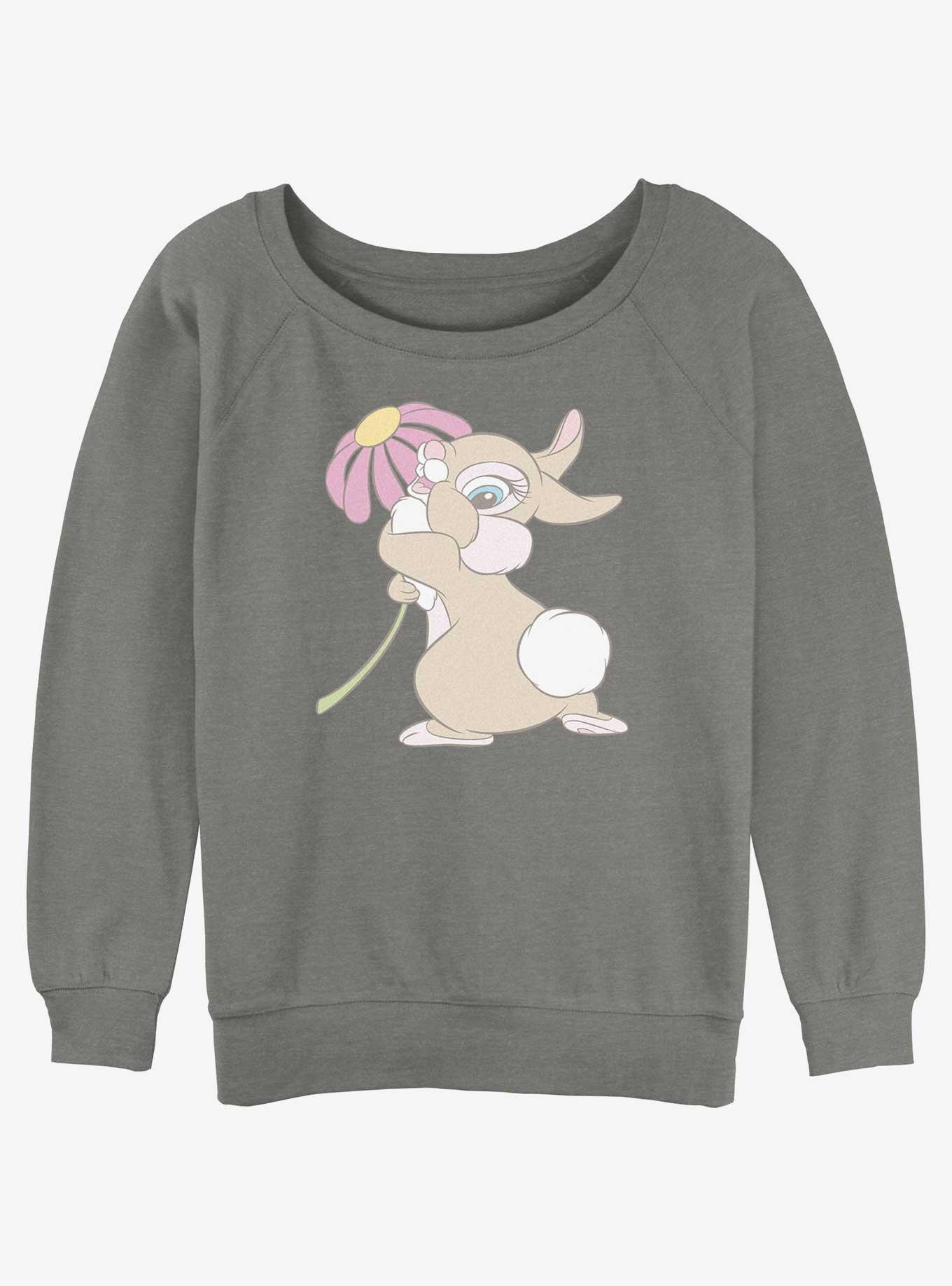 Disney Bambi Flirty Miss Bunny Girls Slouchy Sweatshirt, GRAY HTR, hi-res