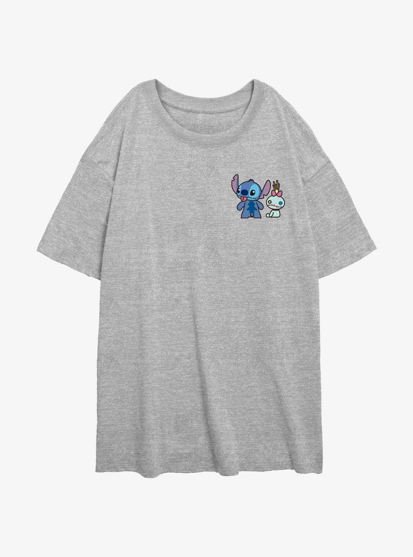 Disney Lilo & Stitch And Lilttle Scrump Pocket Girls Oversized T-Shirt, ATH HTR, hi-res