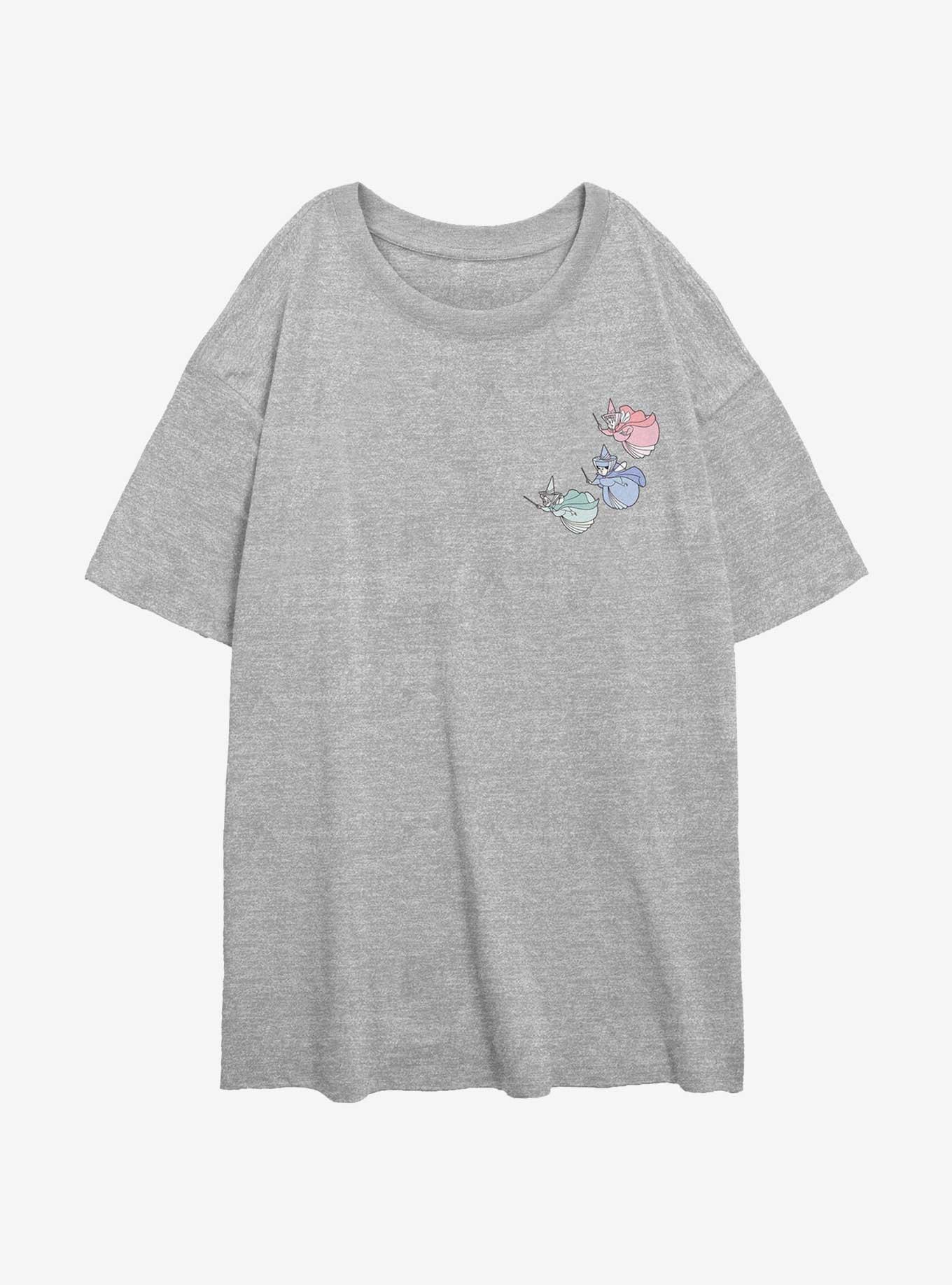 Disney Sleeping Beauty Fairy Trio Pocket Girls Oversized T-Shirt, ATH HTR, hi-res
