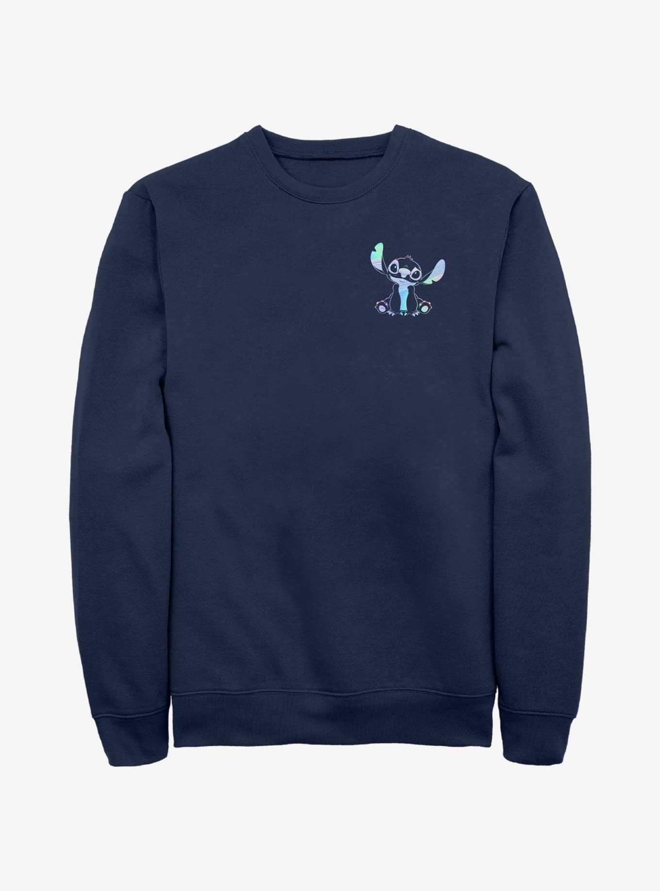 Disney Lilo & Stitch Holographic Stitch Pocket Sweatshirt, NAVY, hi-res