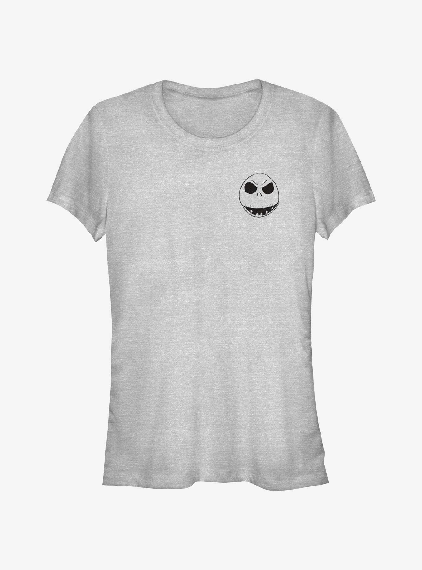 The Nightmare Before Christmas Jack Face Outline Pocket Girls T-Shirt, ATH HTR, hi-res