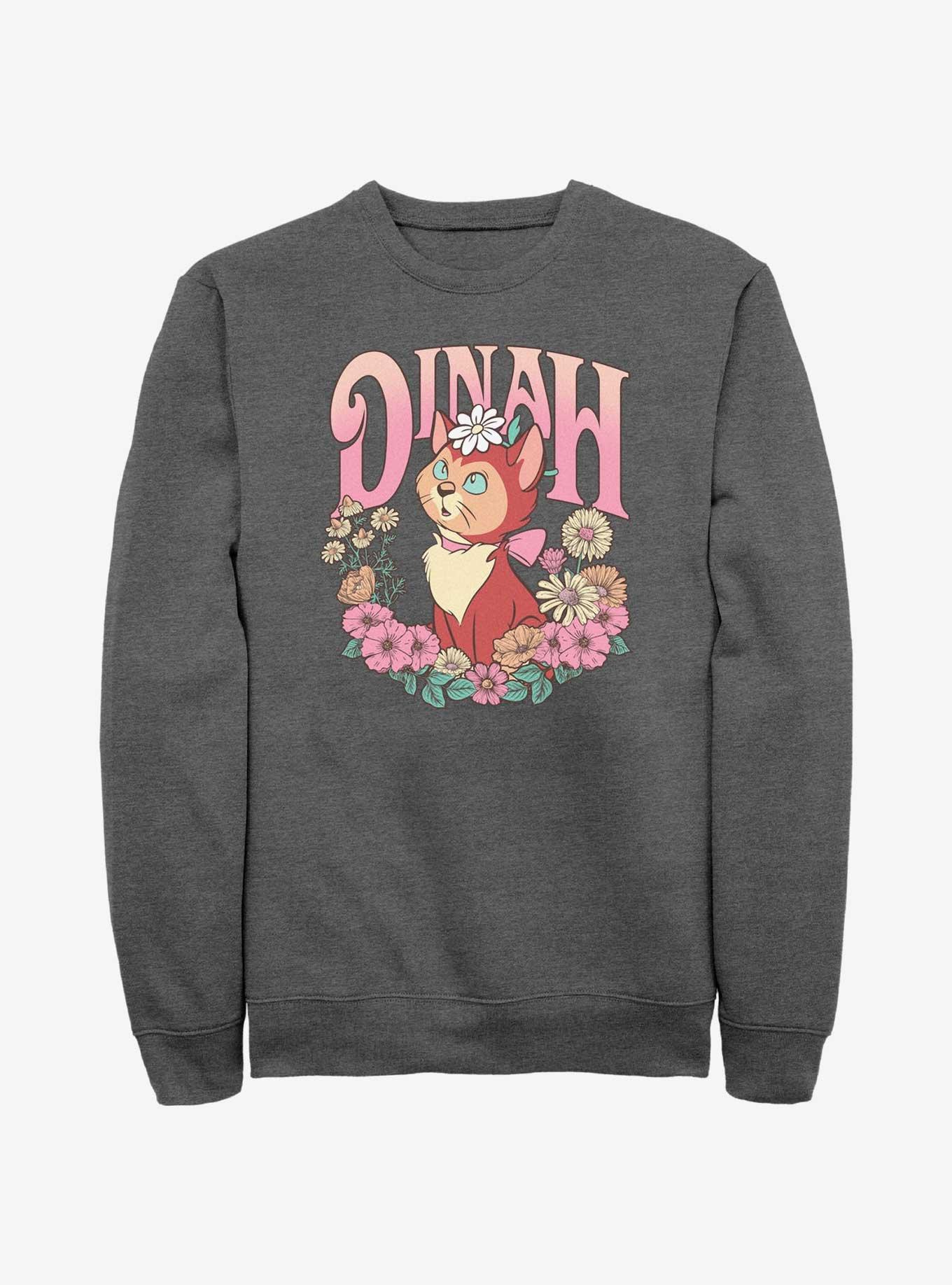Disney Alice In Wonderland Dinah Floral Wreath Sweatshirt, CHAR HTR, hi-res