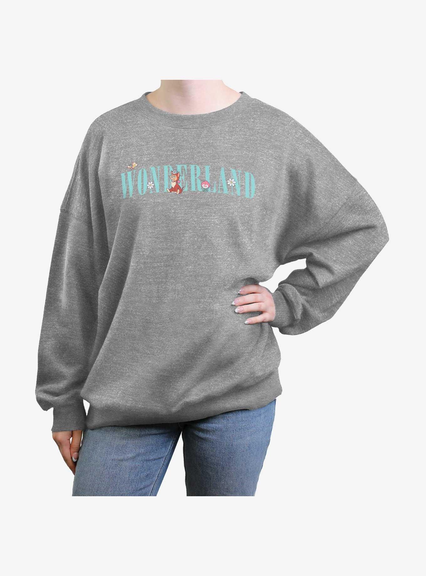 Disney Alice In Wonderland Dinah Girls Oversized Sweatshirt, HEATHER GR, hi-res