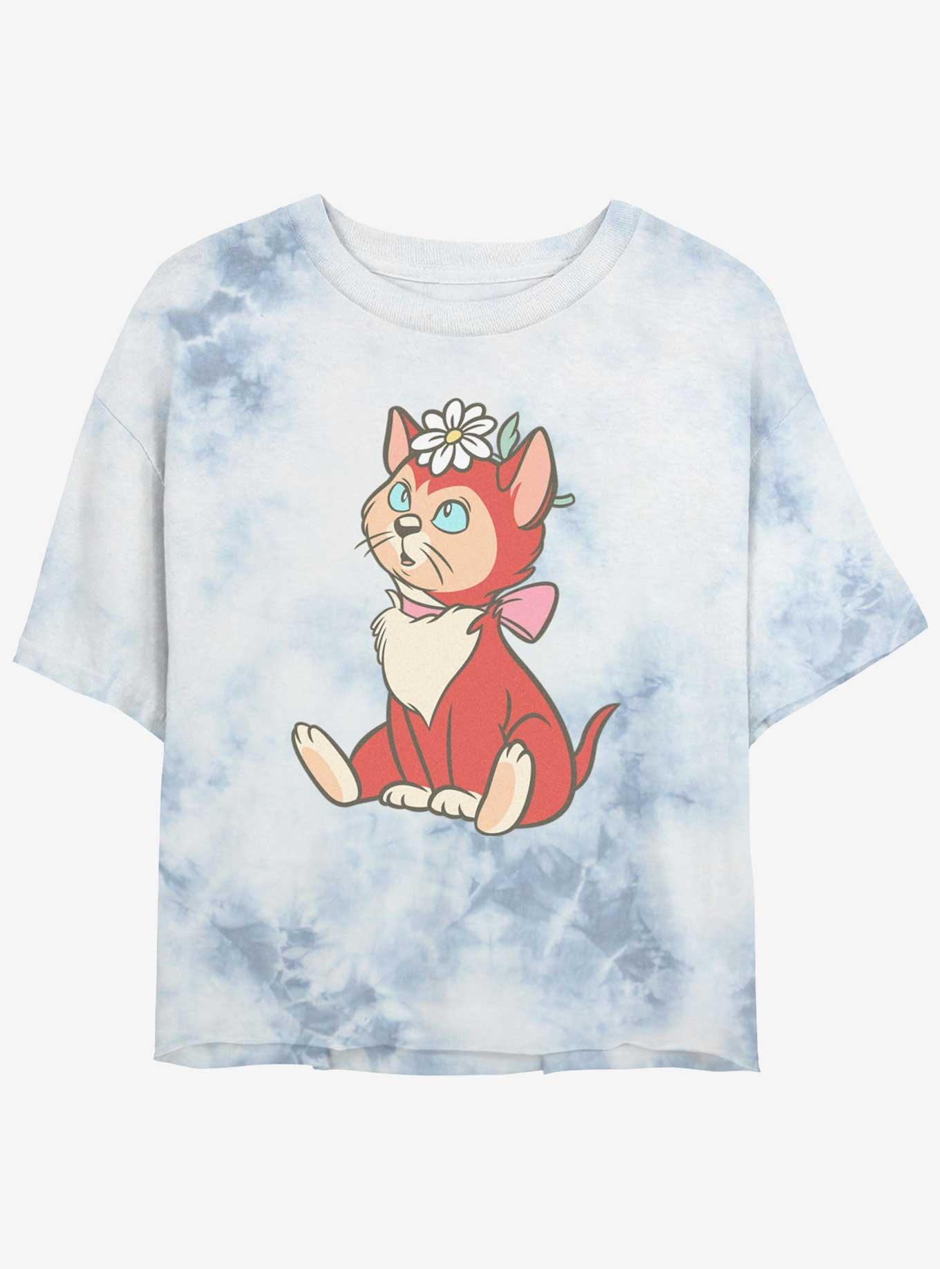 Disney Alice In Wonderland Dinah Pose Girls Tie-Dye Crop T-Shirt, WHITEBLUE, hi-res