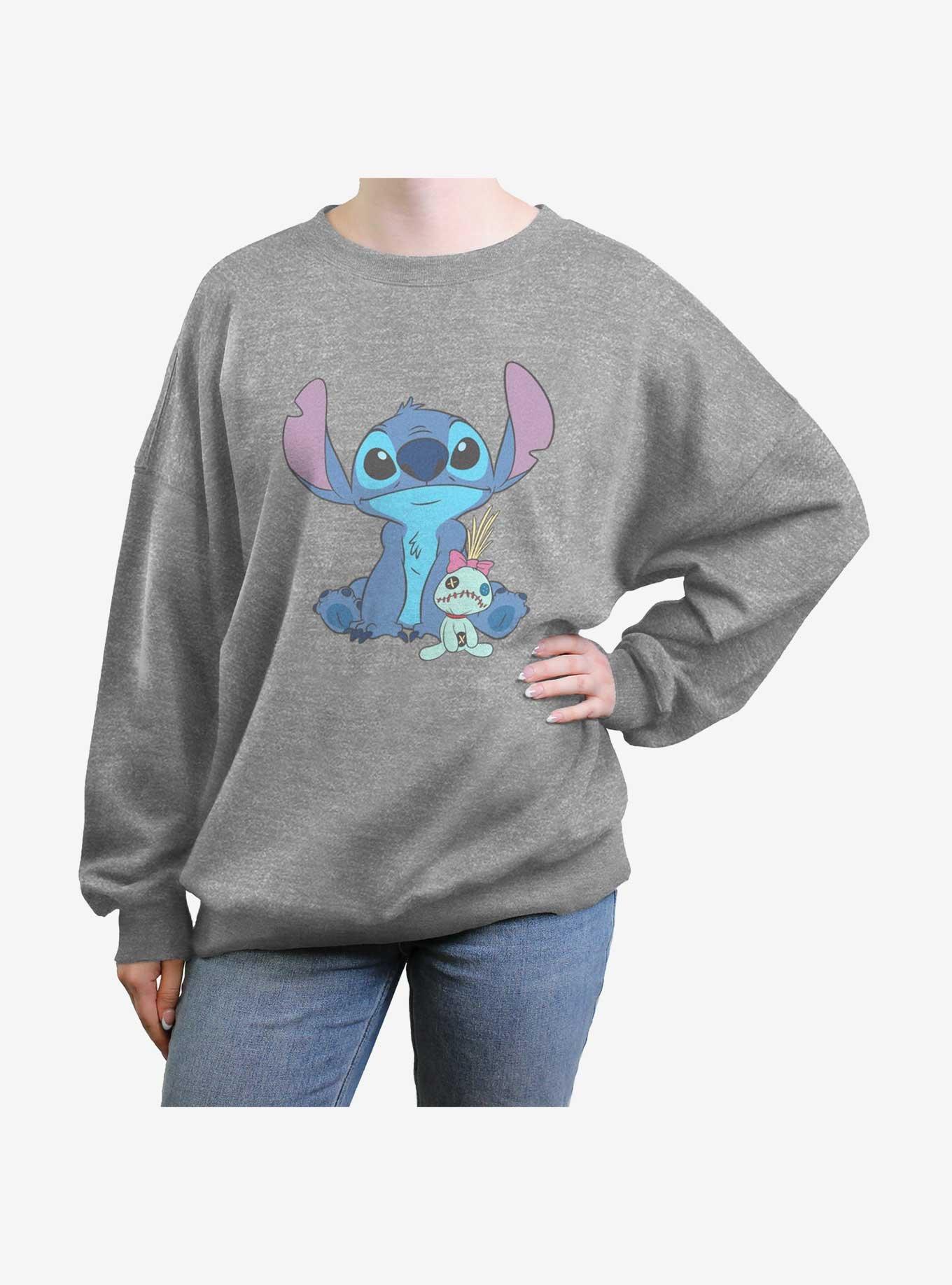 Disney Lilo & Stitch And Scrump Sit Girls Oversized Sweatshirt, HEATHER GR, hi-res