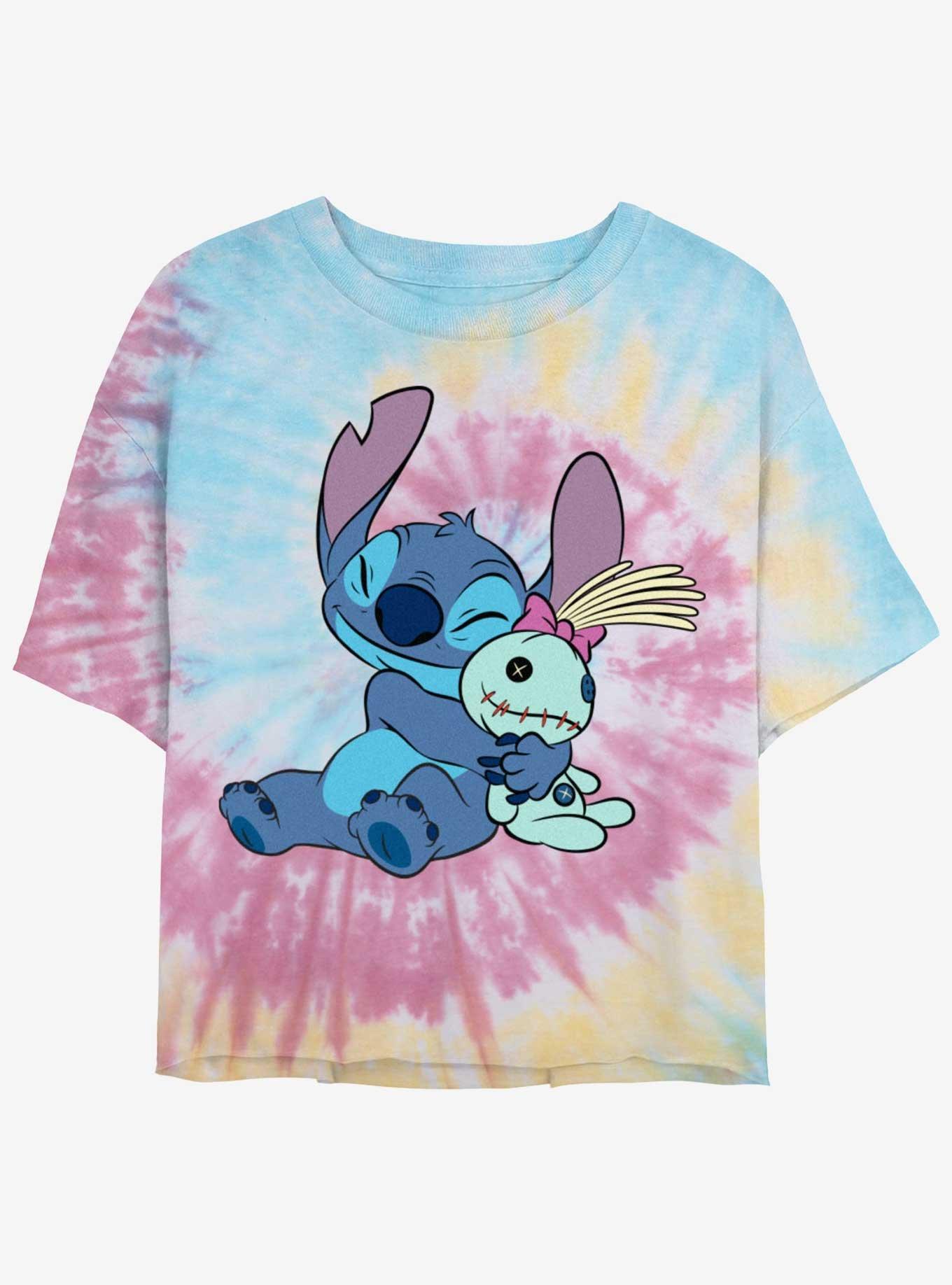 Disney Lilo & Stitch Hugging Scrump Girls Tie-Dye Crop T-Shirt, BLUPNKLY, hi-res