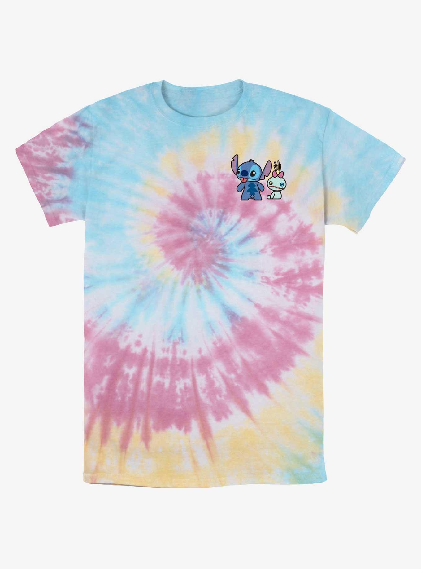 Disney Lilo & Stitch And Lilttle Scrump Pocket Tie-Dye T-Shirt, BLUPNKLY, hi-res