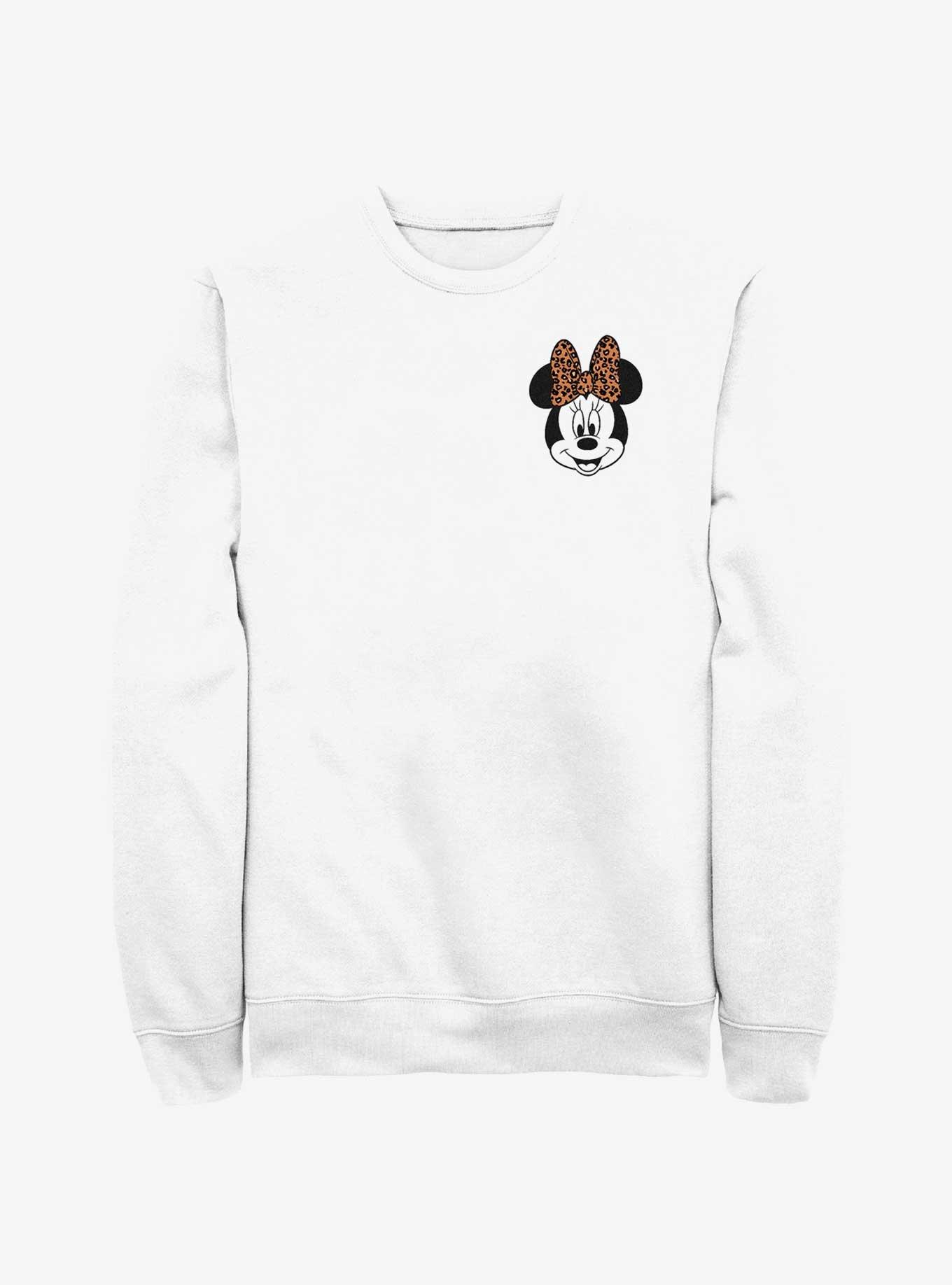 Disney Minnie Mouse Face Leopard Pocket Sweatshirt, WHITE, hi-res