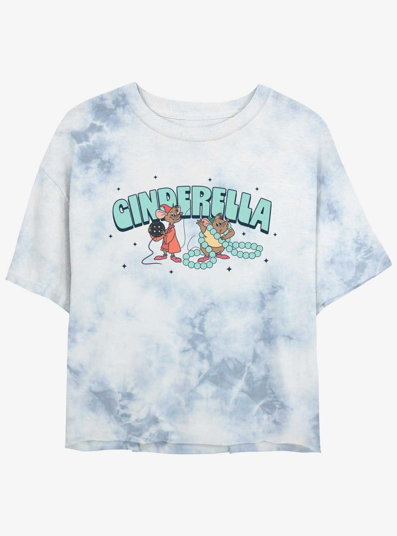 Disney Cinderella Jaq And Gus Girls Tie-Dye Crop T-Shirt, WHITEBLUE, hi-res