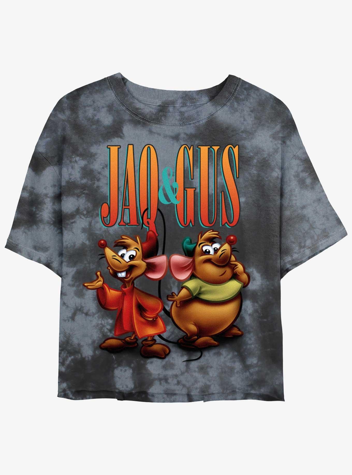Disney Cinderella Gus And Jaq Pose Girls Tie-Dye Crop T-Shirt, BLKCHAR, hi-res