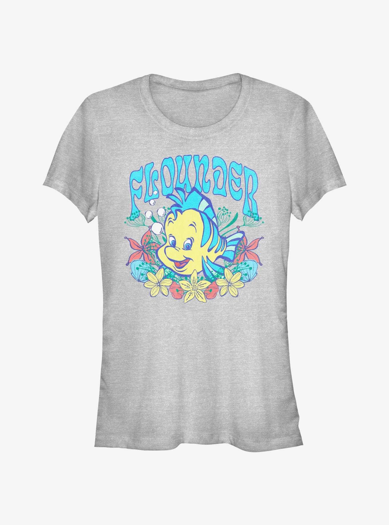 Disney The Little Mermaid Flounder Floral Wreath Girls T-Shirt, , hi-res