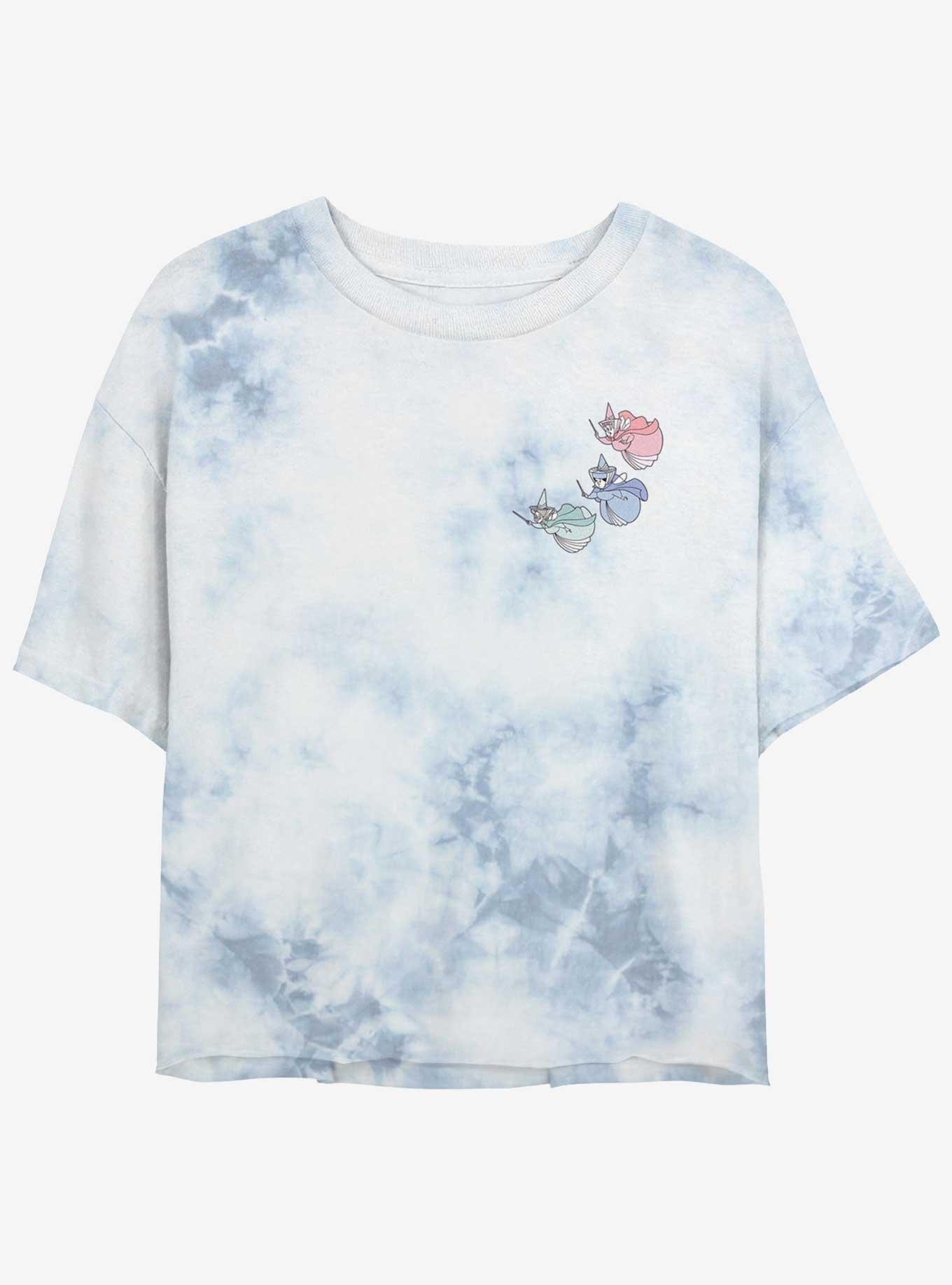 Disney Sleeping Beauty Fairy Trio Pocket Girls Tie-Dye Crop T-Shirt, , hi-res