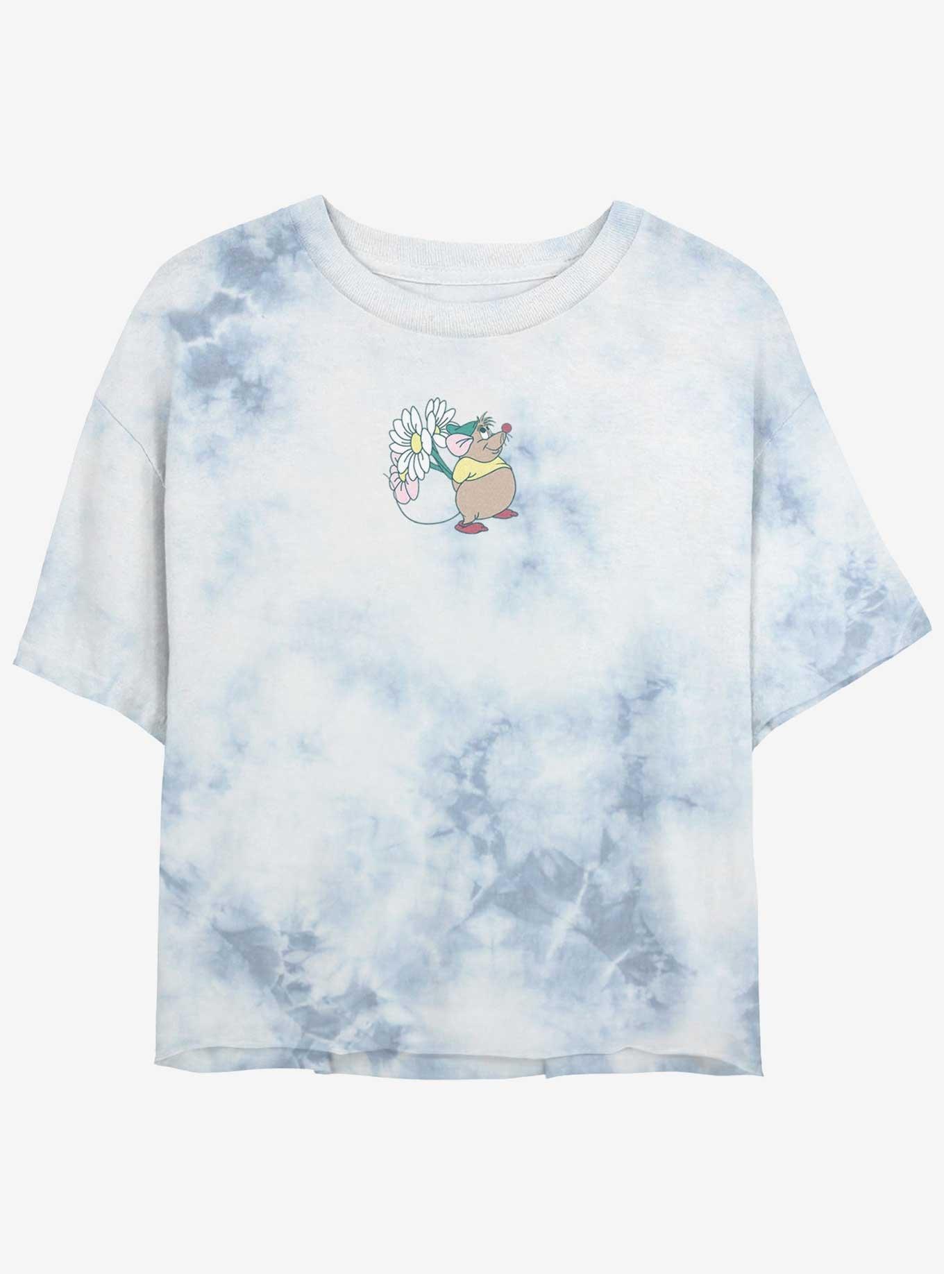 Disney Cinderella Cute Lil Gus Flower Girls Tie-Dye Crop T-Shirt, WHITEBLUE, hi-res