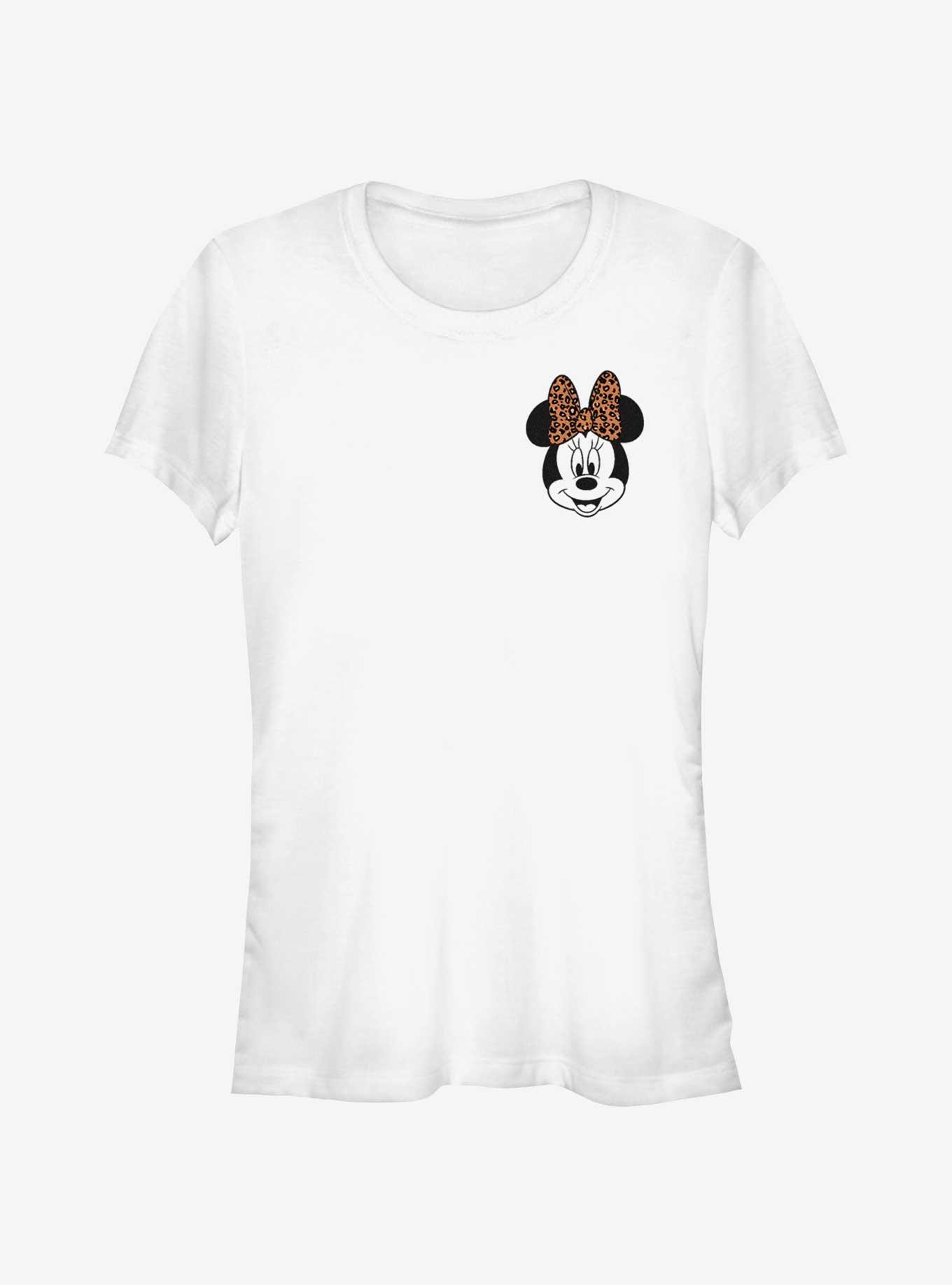 Disney Minnie Mouse Face Leopard Pocket Girls T-Shirt, WHITE, hi-res