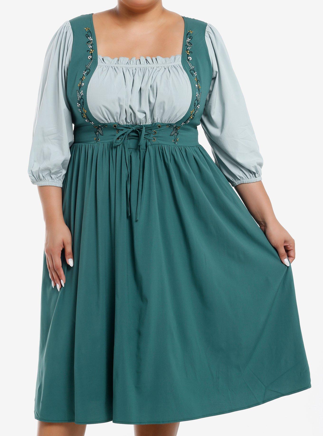 The Lord Of The Rings Hobbit Lace-Up Dress Plus Size, GREEN, hi-res