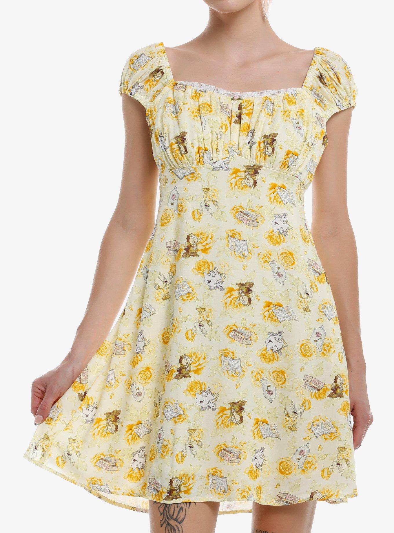 Disney Beauty And The Beast Character & Roses Dress, MULTI, hi-res